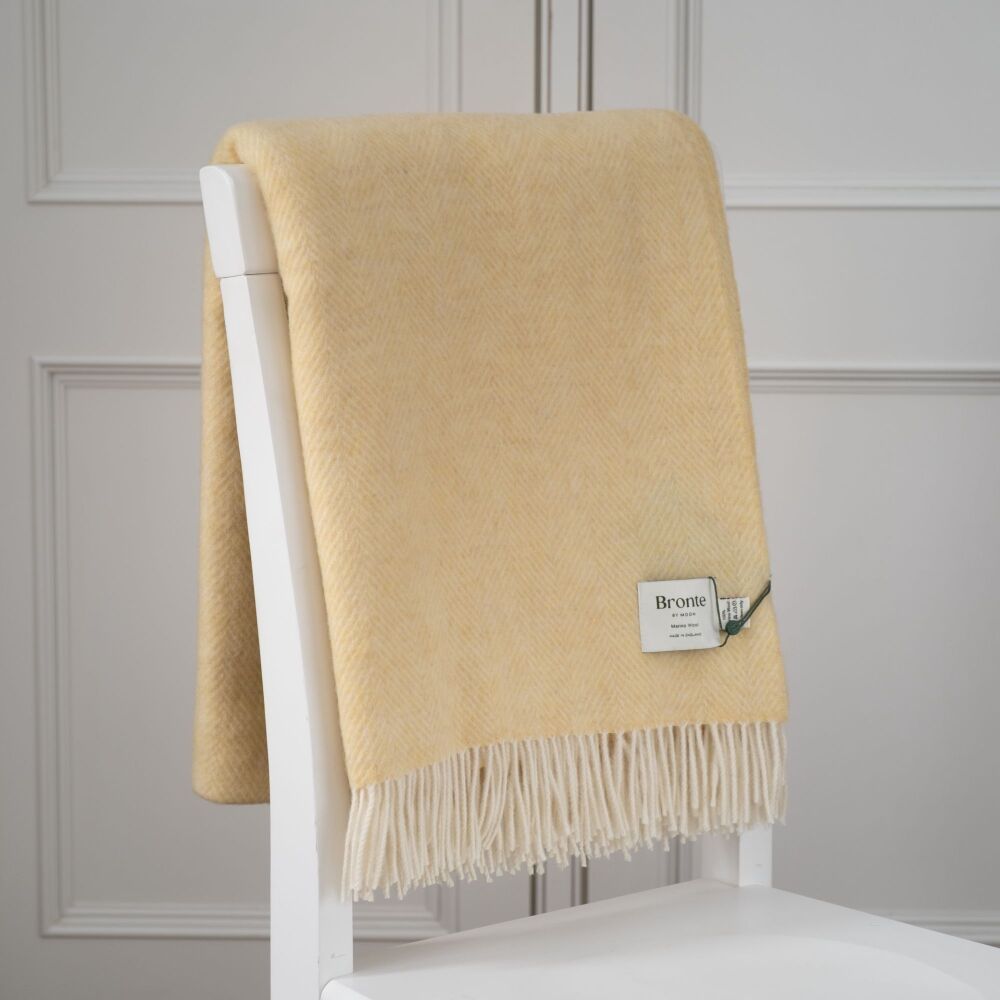 Herringbone Merino Throw - Buttercup
