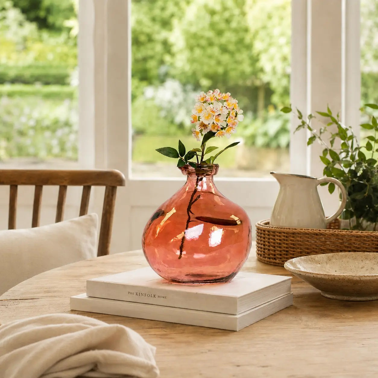 Recycled Glass Round Vase - Pink