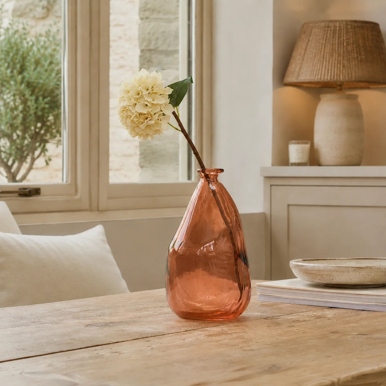 Recycled Glass Curved Vase - Pink