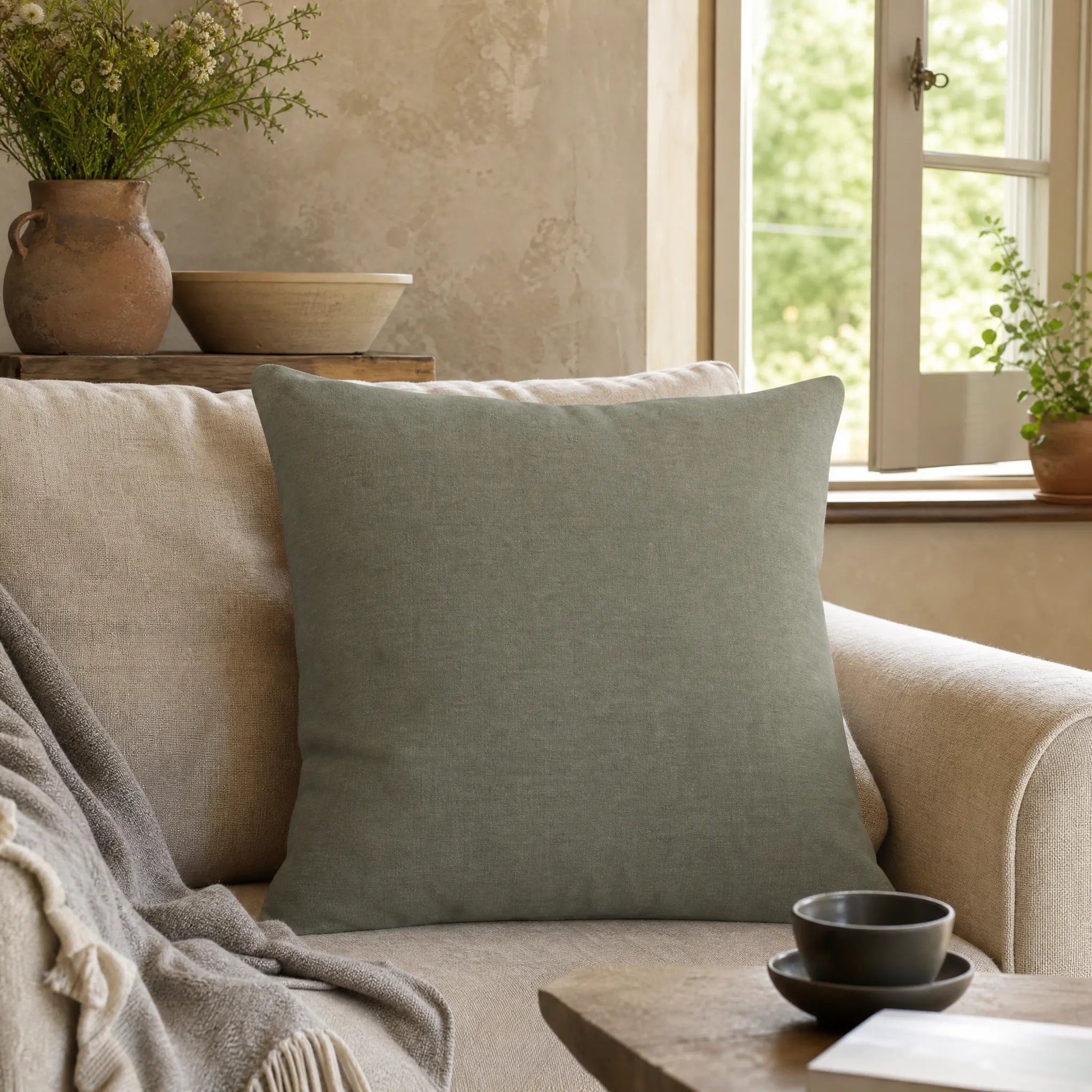 Sam Wilson Bayleaf Fine Linen Square Cushion
