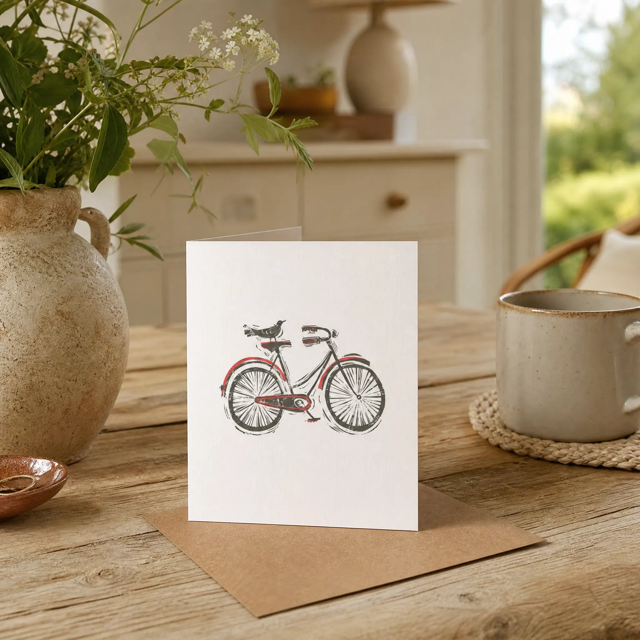 Sam Wilson Bird On Bicycle Greetings Card