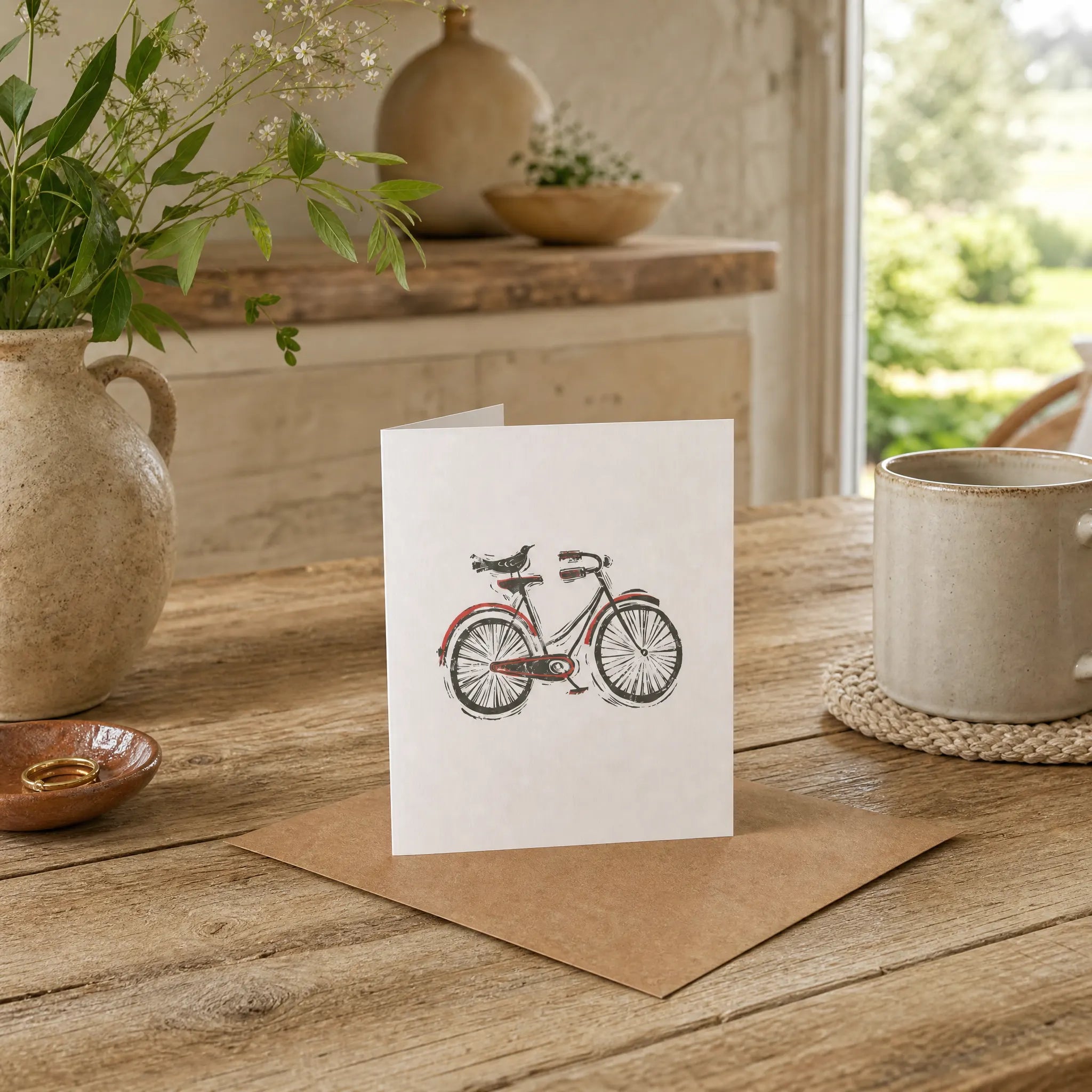 Sam Wilson Bird On Bicycle Greetings Card