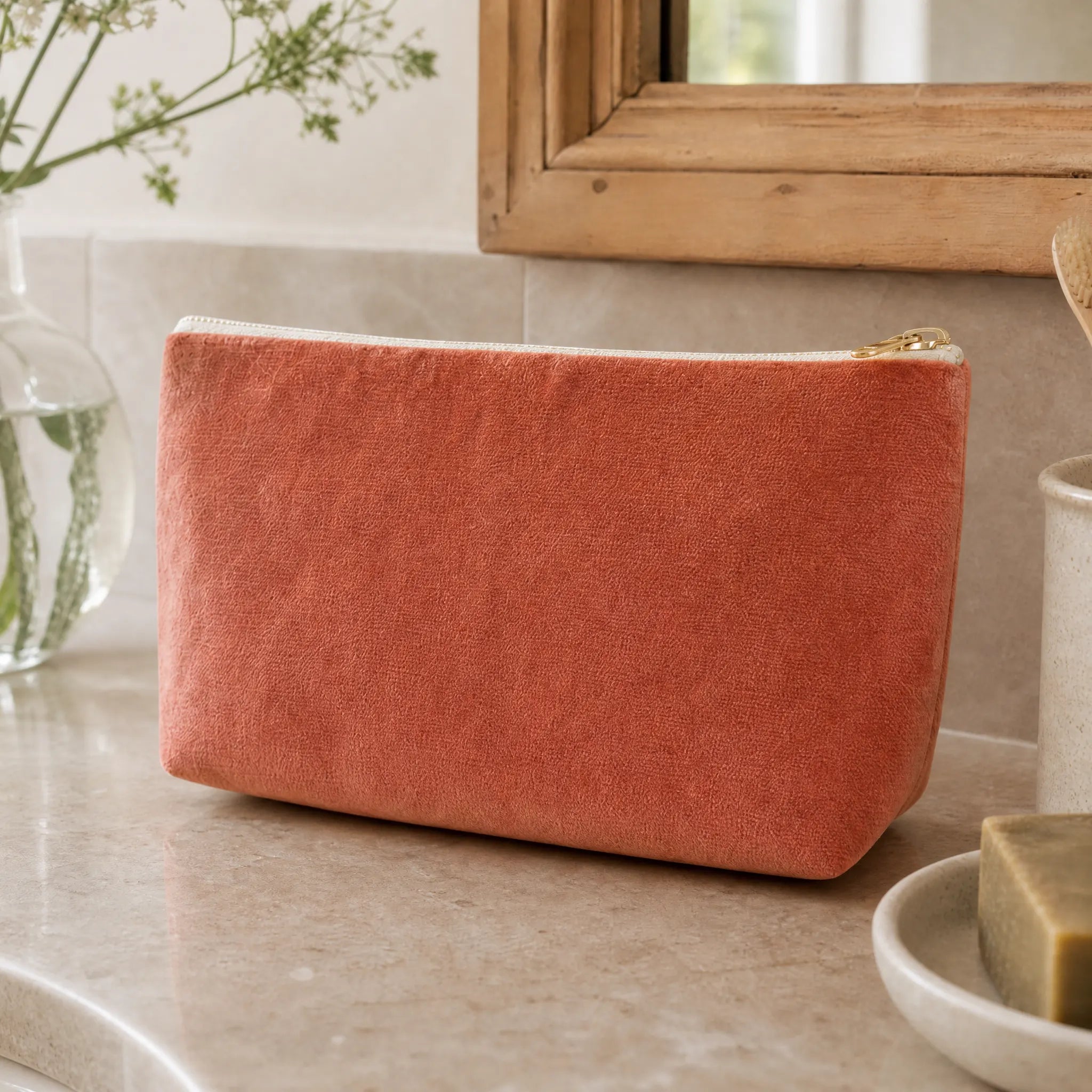 Sam Wilson Burnt Orange Velvet Washbag