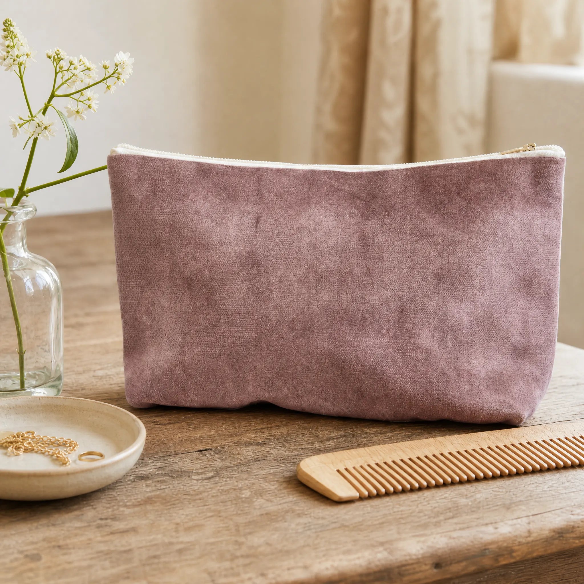 Sam Wilson Dusky Pink Velvet Washbag