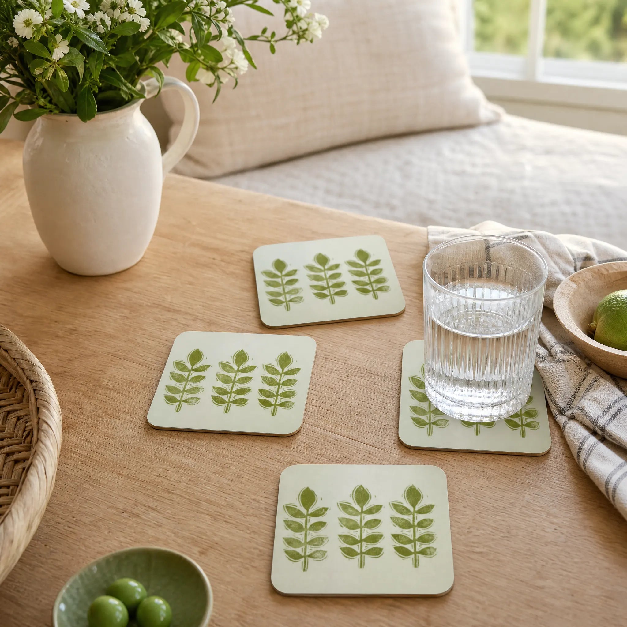 Sam Wilson Green Leaf Coasters - Set of 4