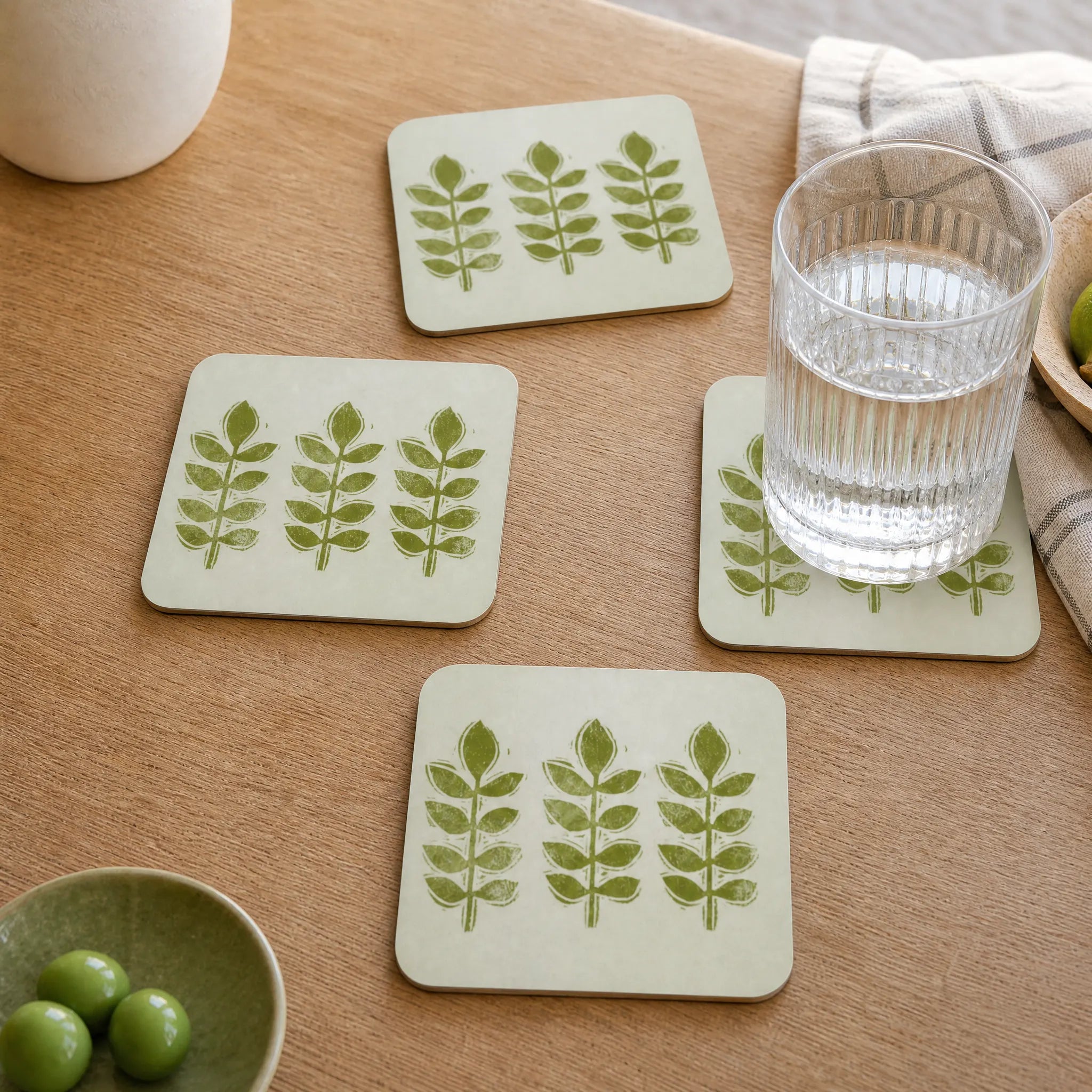 Sam Wilson Green Leaf Coasters - Set of 4