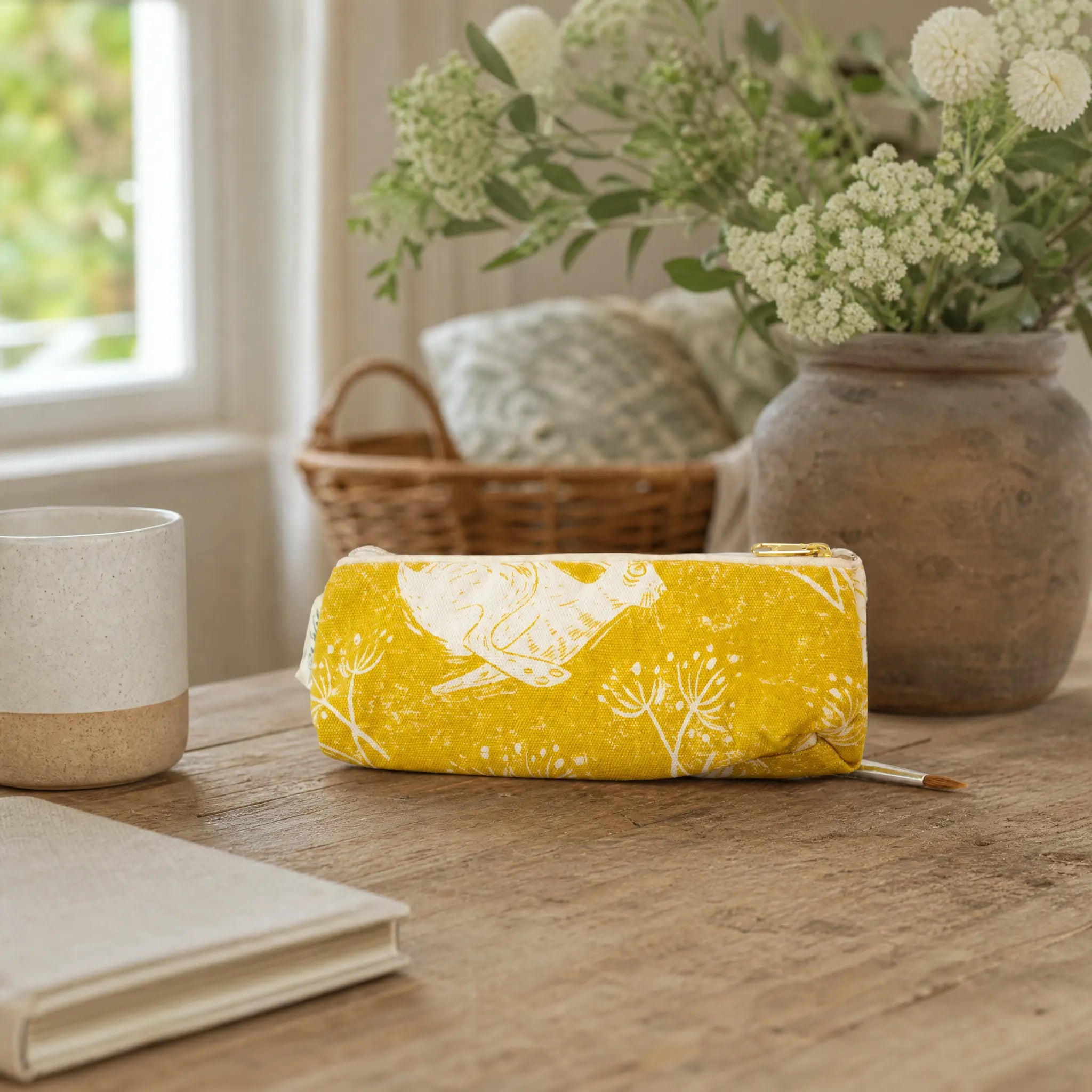 Sam Wilson Headlong Hare Yellow Ochre Pencil Case