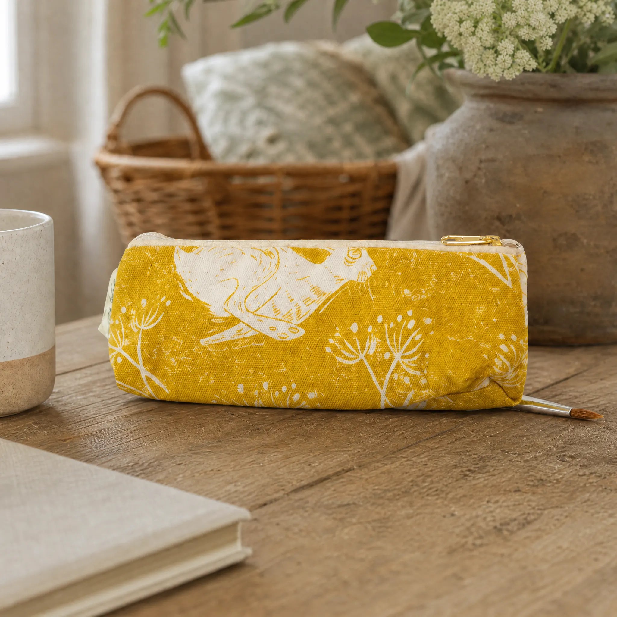 Sam Wilson Headlong Hare Yellow Ochre Pencil Case