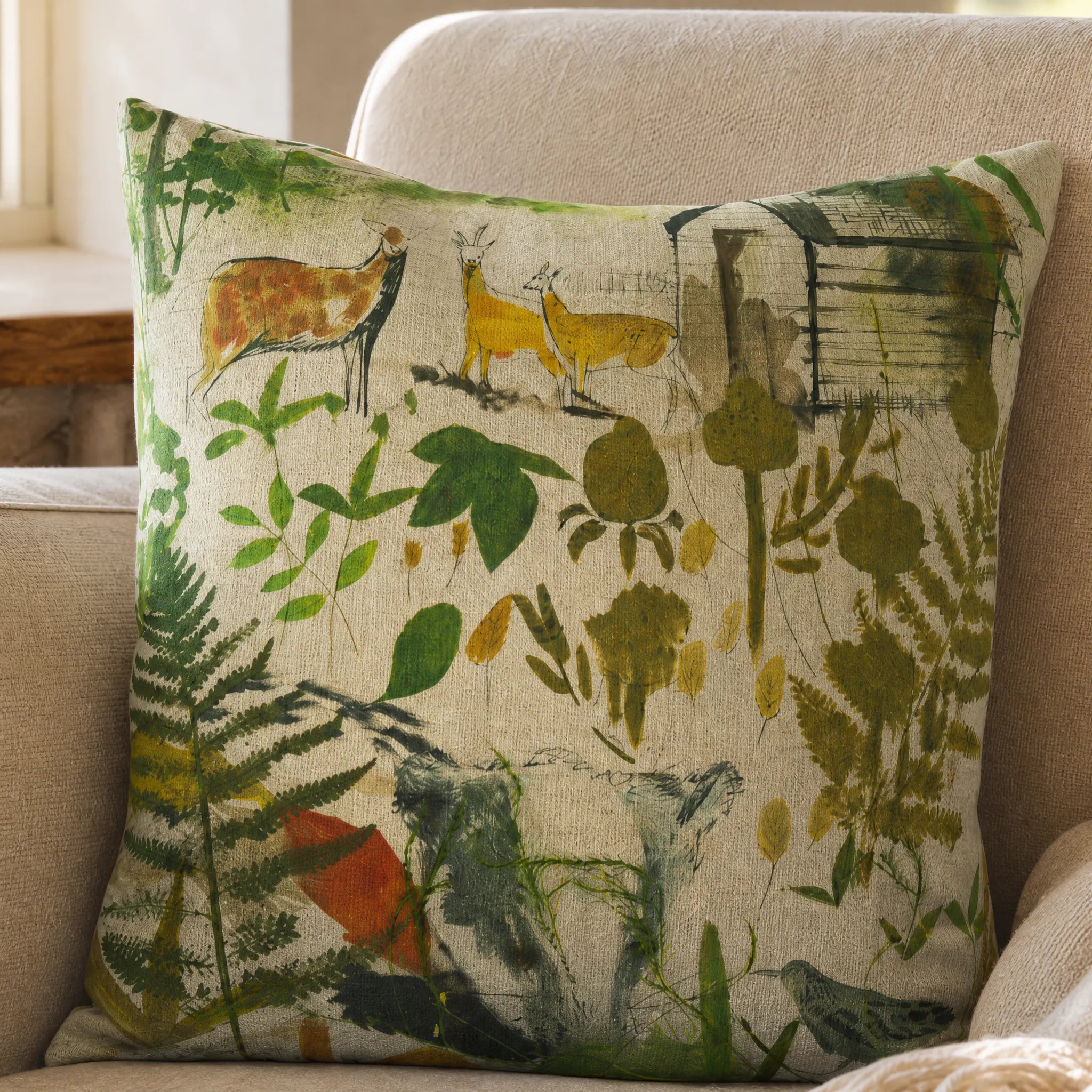 Sam Wilson In The Woods Square Linen cushion