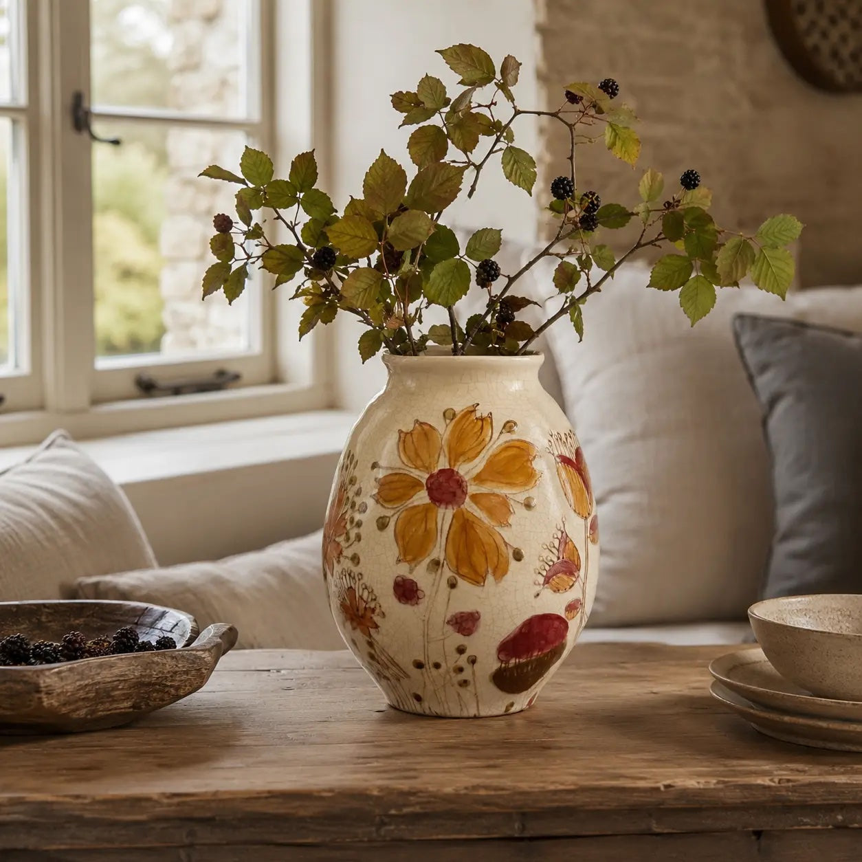 Large Floral Motif Vase