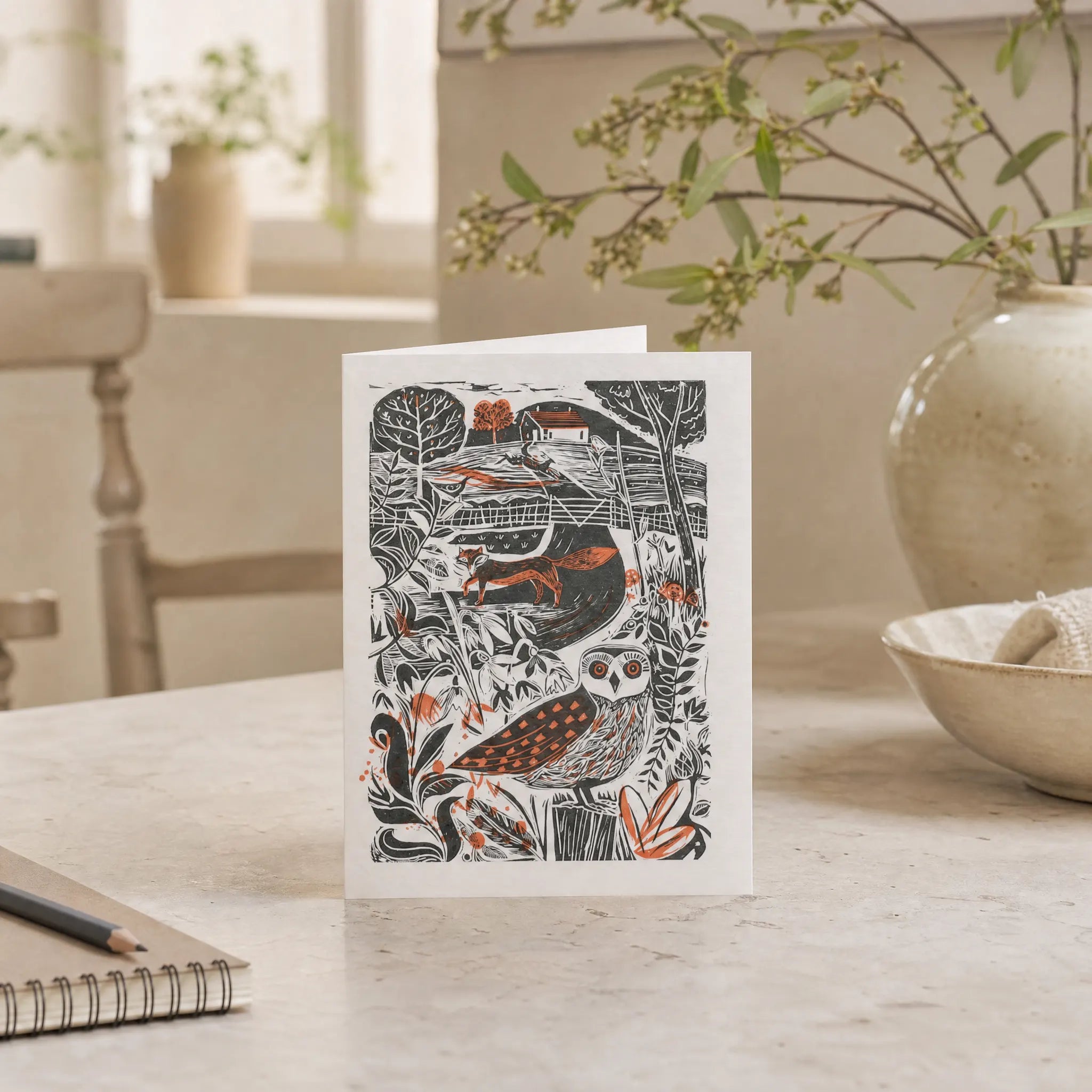 Sam Wilson Owl & Fox Greetings Card