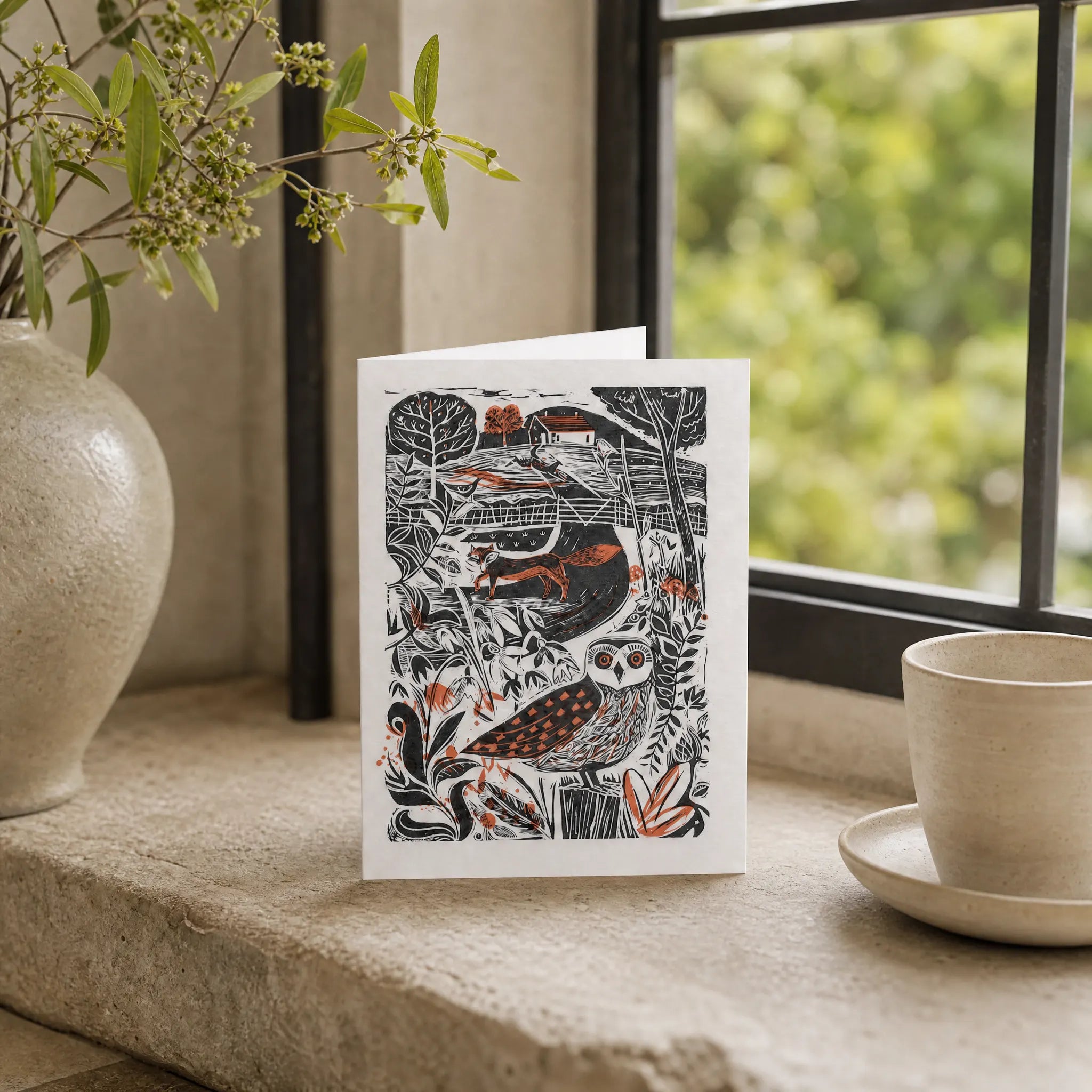 Sam Wilson Owl & Fox Greetings Card