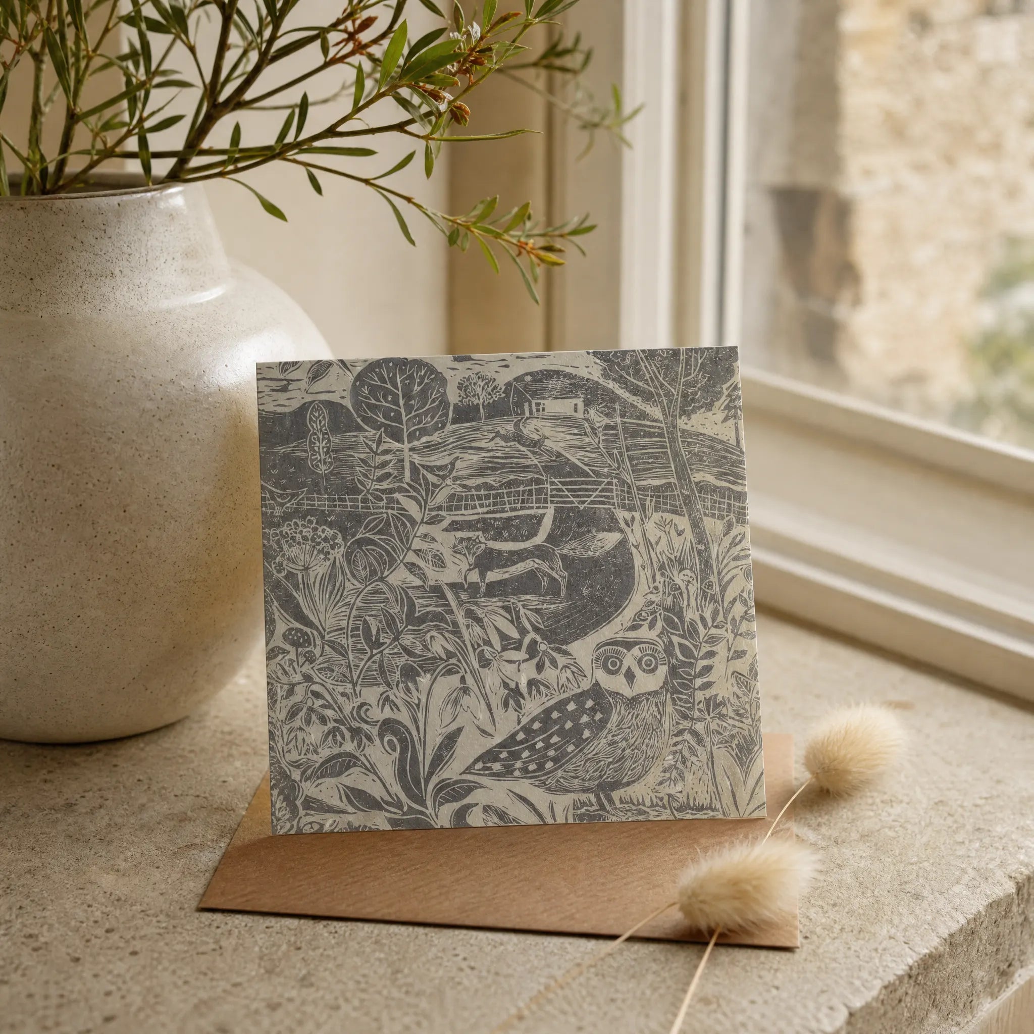 Sam Wilson Owl and Fox Greetings Card