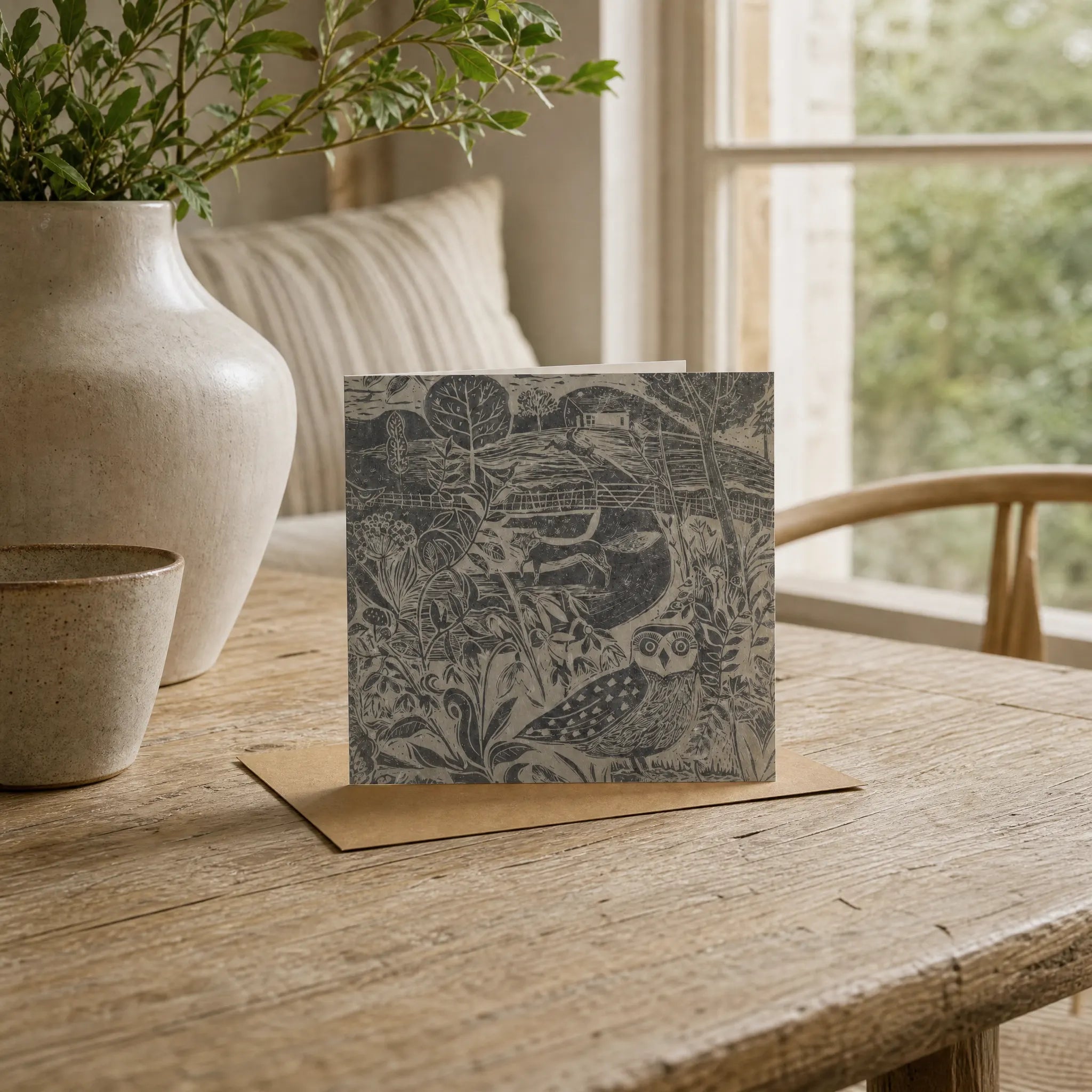 Sam Wilson Owl and Fox Greetings Card
