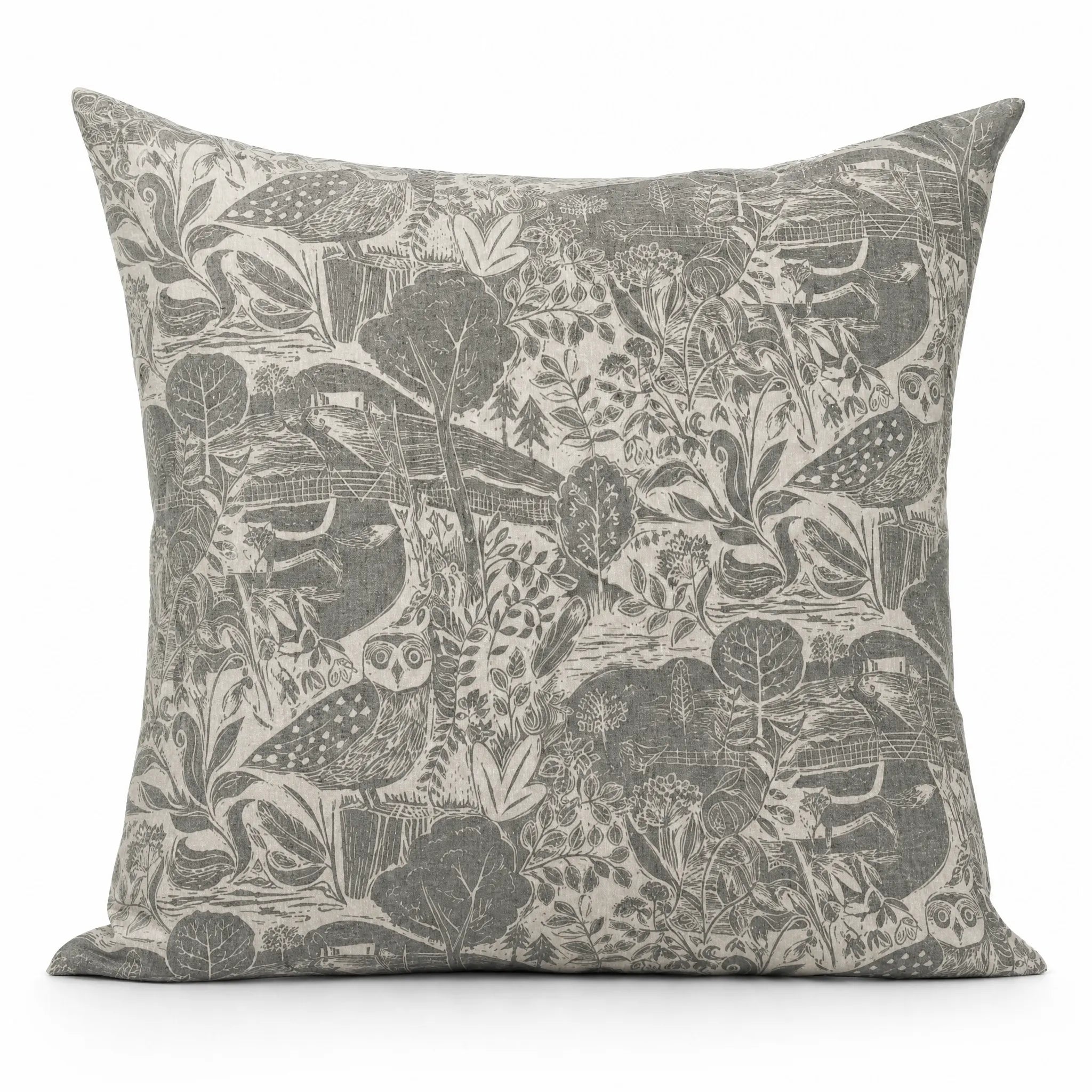 Sam Wilson Owl and Fox Large Linen Cushion