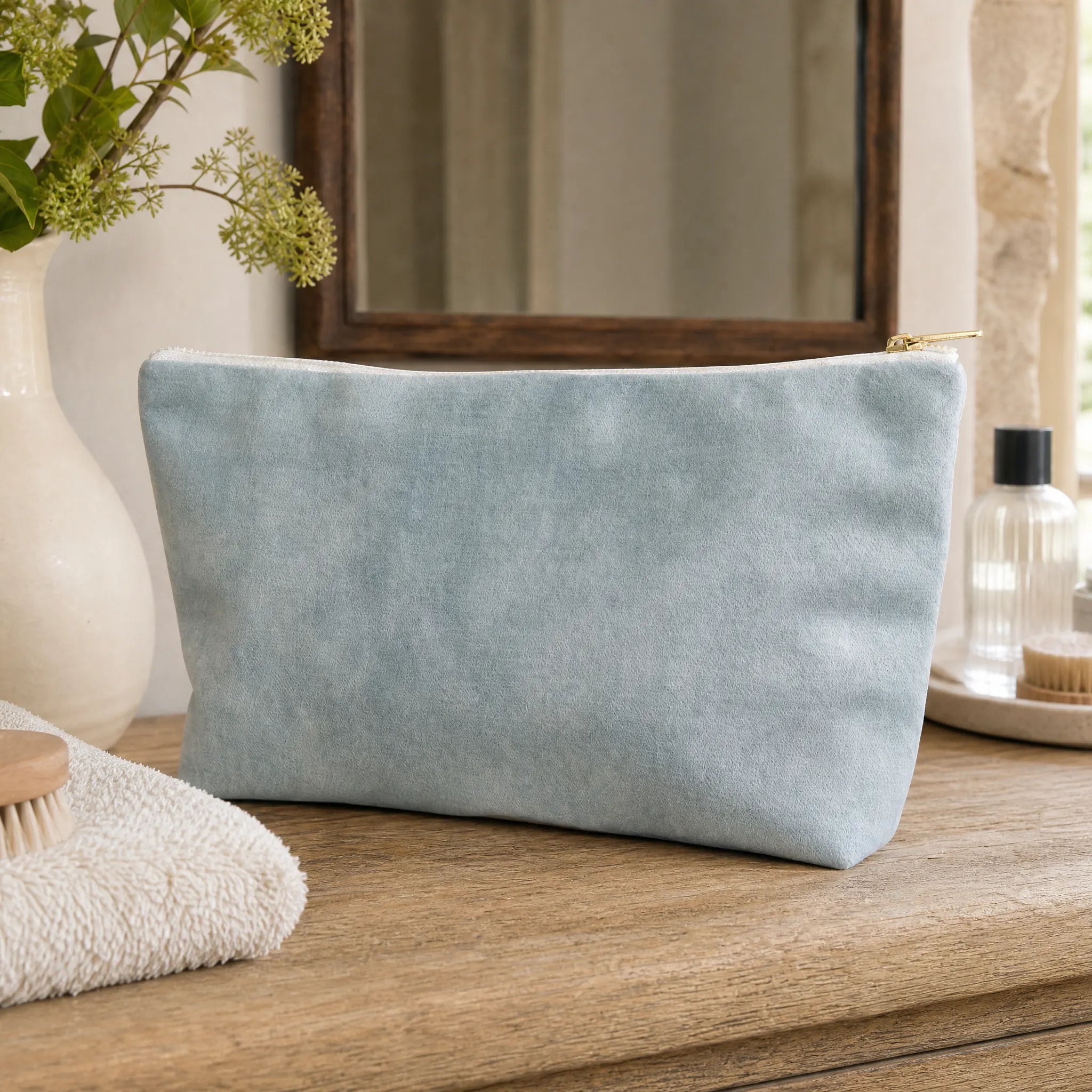 Sam Wilson Pale Blue Velvet Washbag