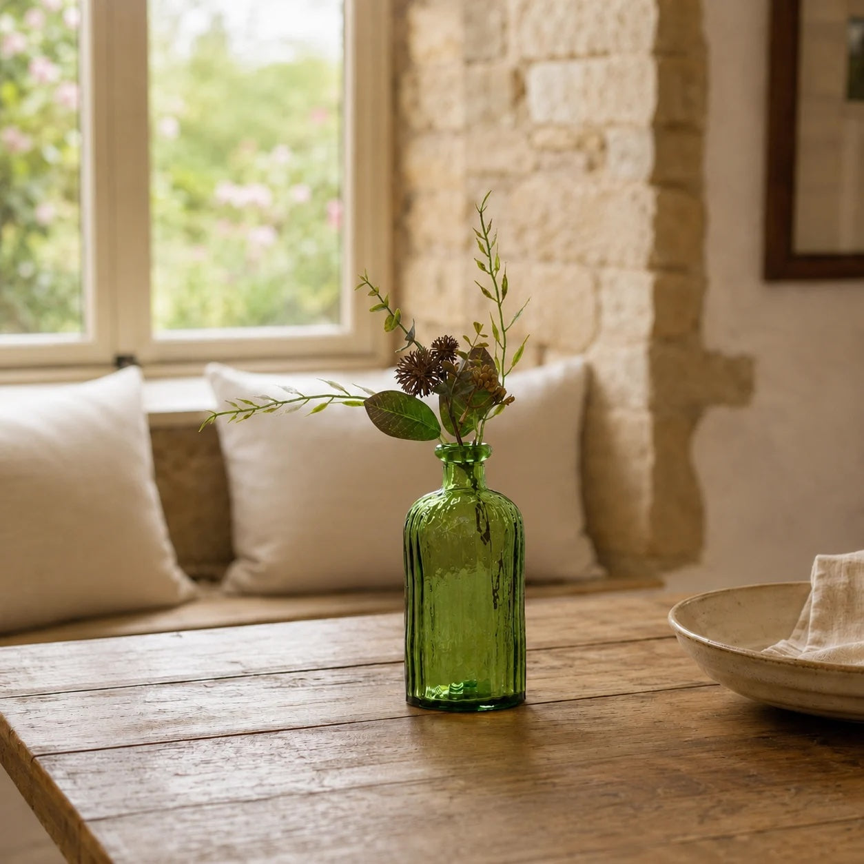 Recycled Glass Ripple Vase - Apple Green