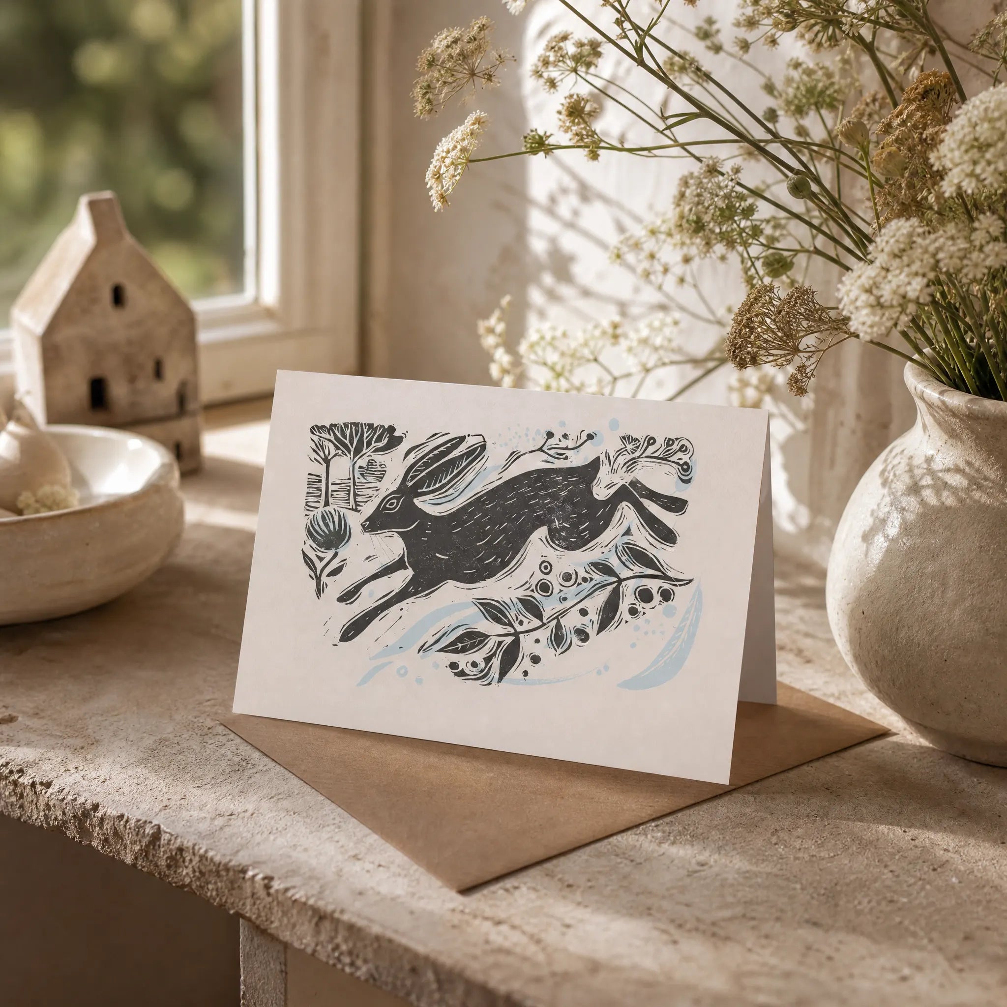 Sam Wilson Running Hare Greetings Card