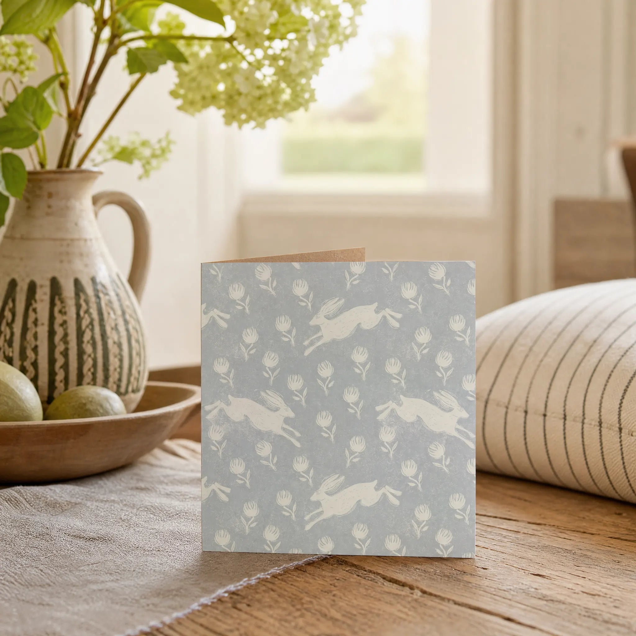 Sam Wilson Running Hare Grey Greetings Card