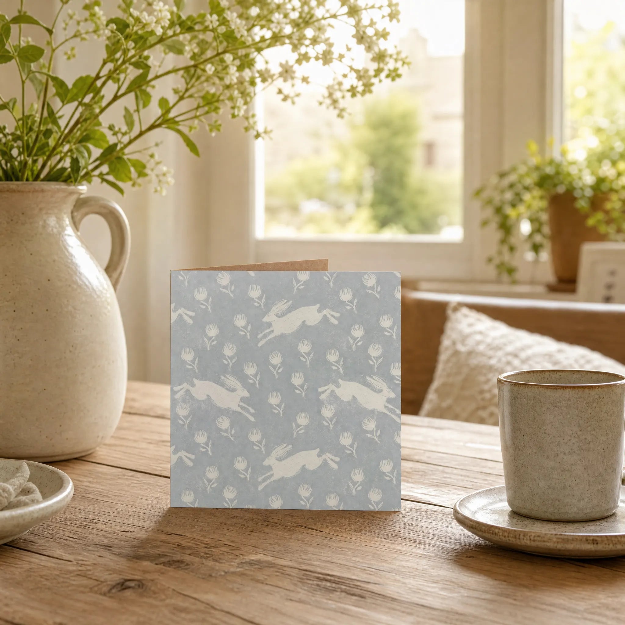 Sam Wilson Running Hare Grey Greetings Card