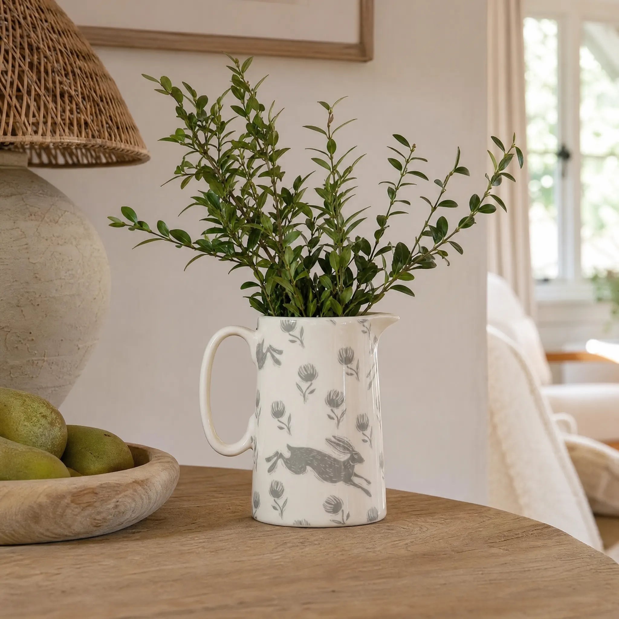 Sam Wilson Running Hare Grey Pattern Jug