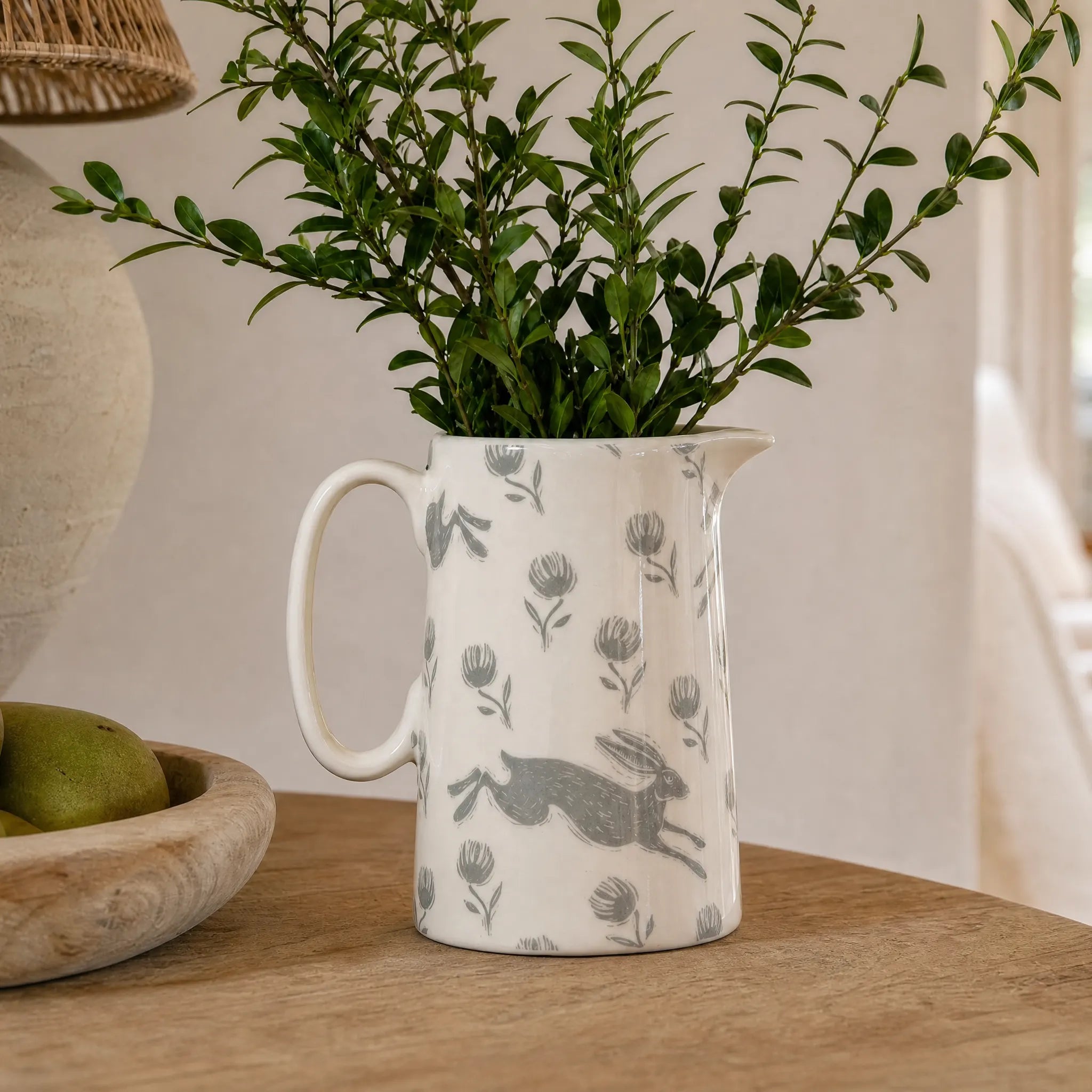 Sam Wilson Running Hare Grey Pattern Jug