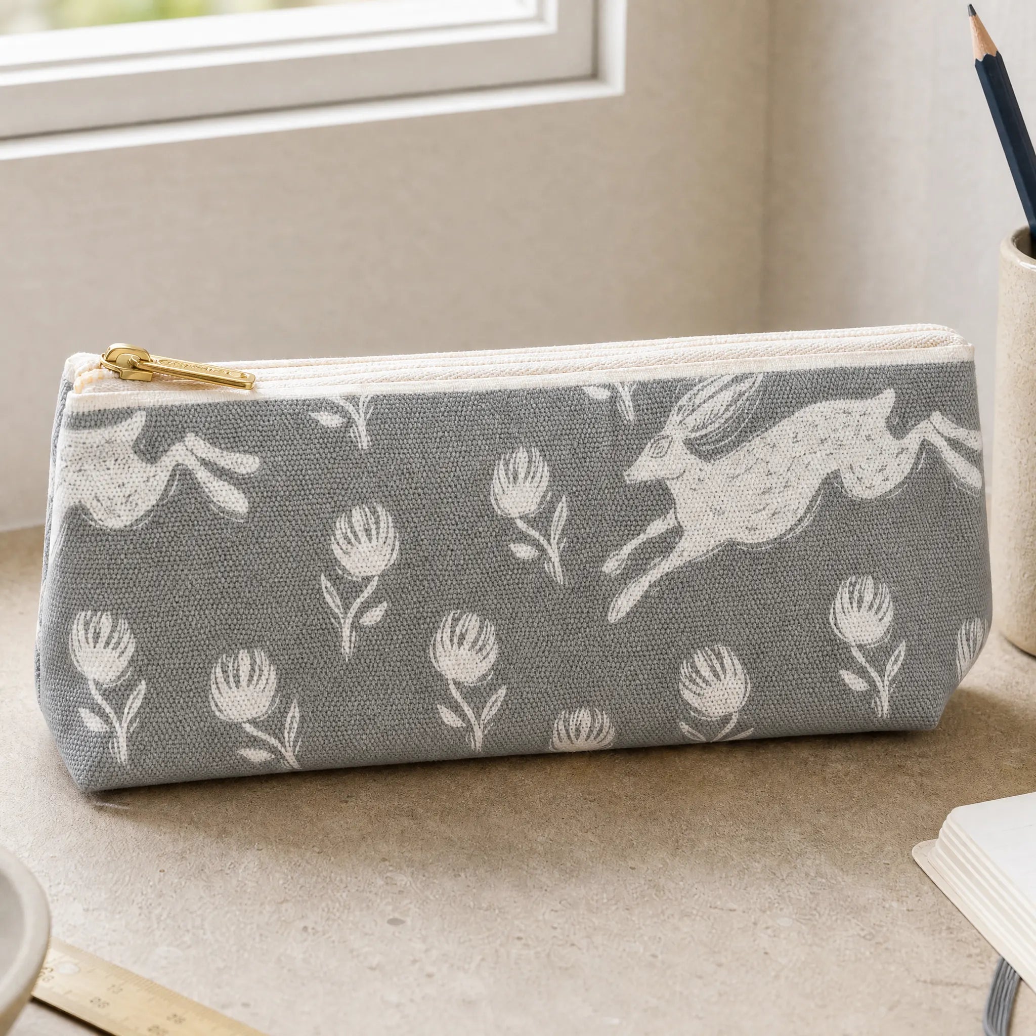 Sam Wilson Running Hare Grey Pencil Case