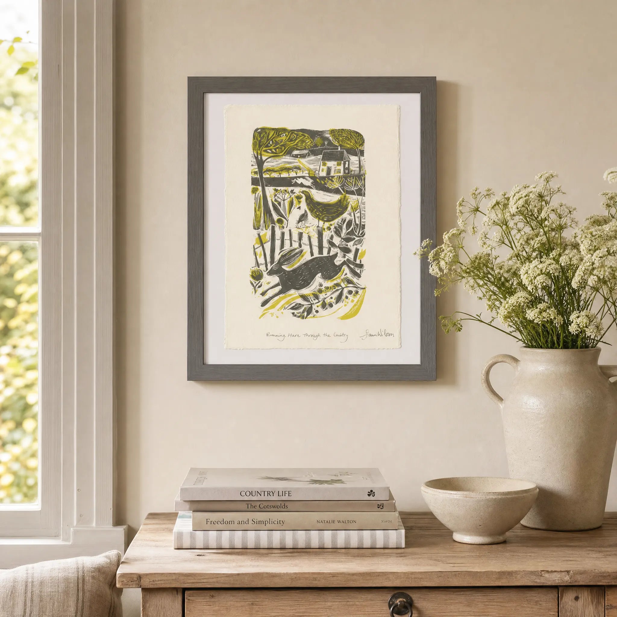 Sam Wilson Running Hare In The Countryside Print