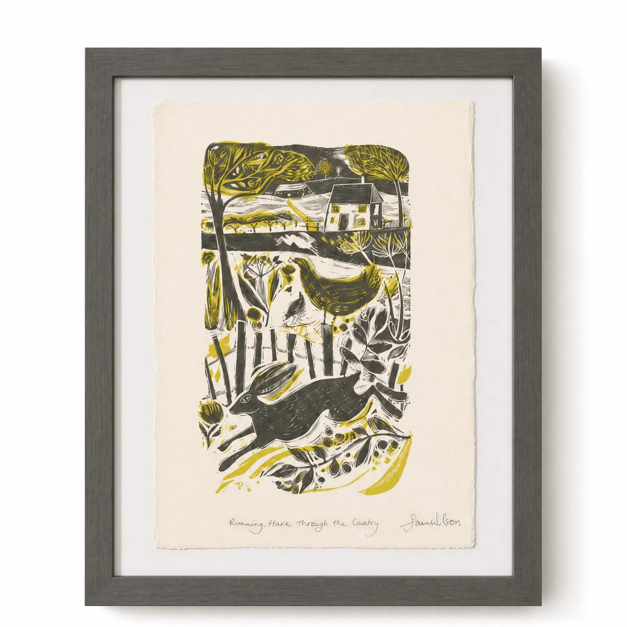 Sam Wilson Running Hare In The Countryside Print