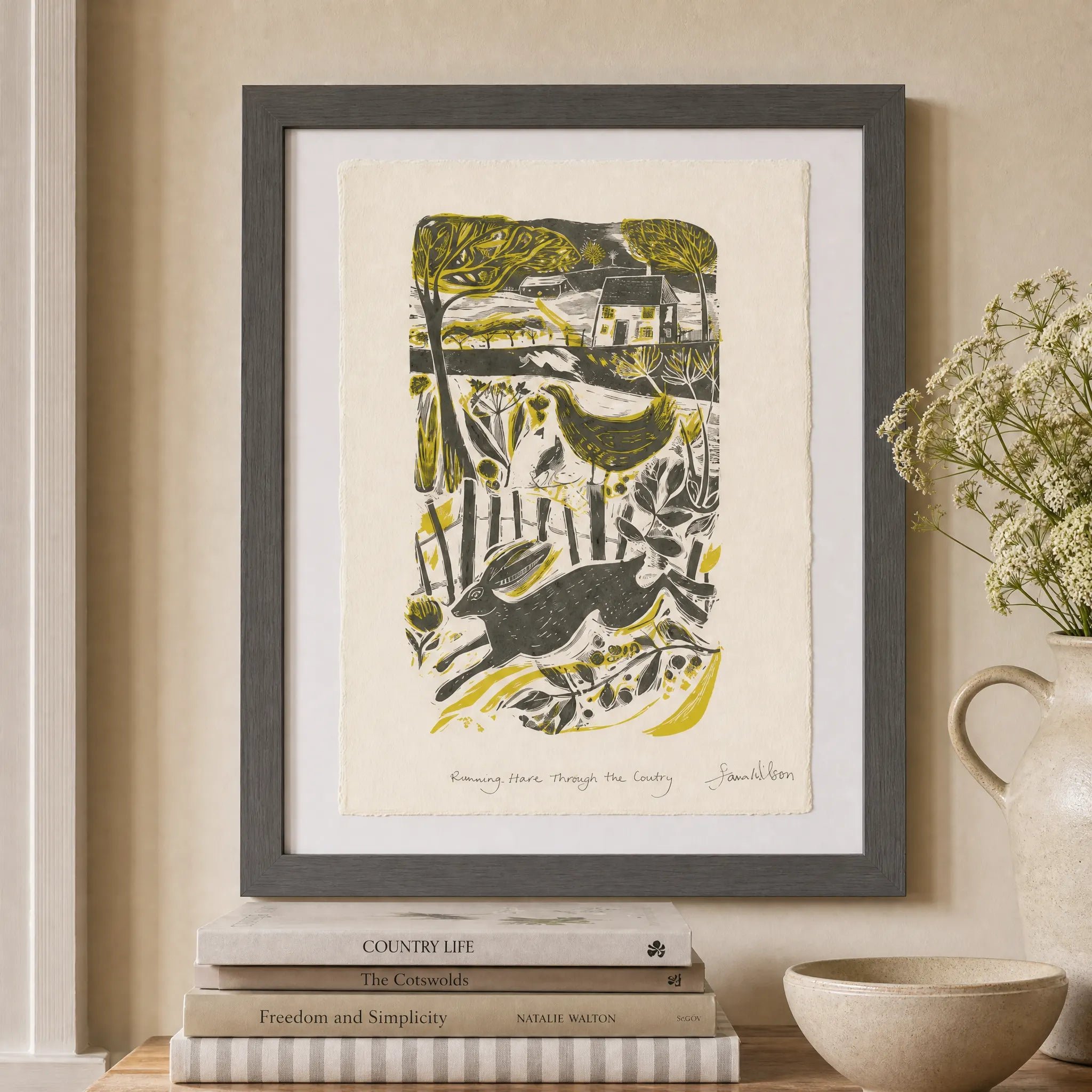 Sam Wilson Running Hare In The Countryside Print