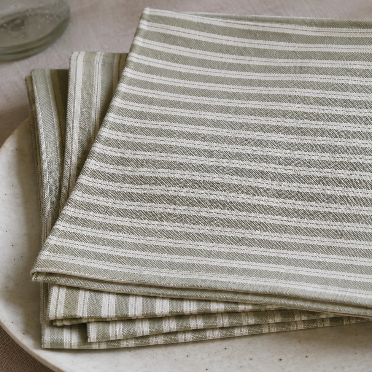 Sam Wilson Sage Green Heritage Stripe Napkins - Set of 4