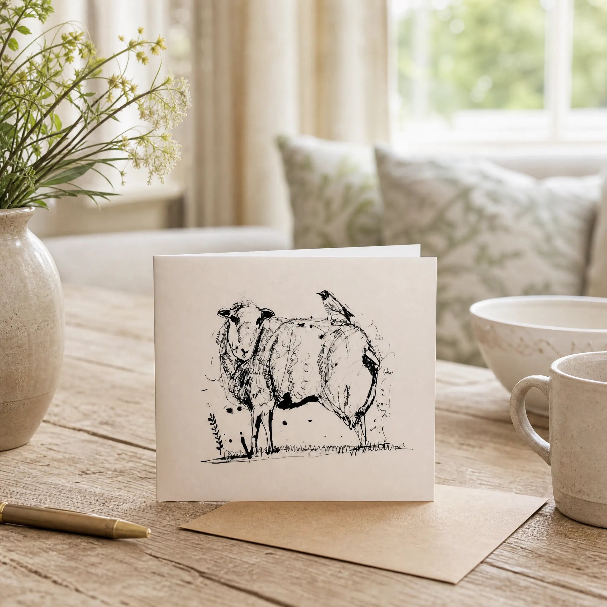 Sam Wilson Sheep & Bird Greetings Card