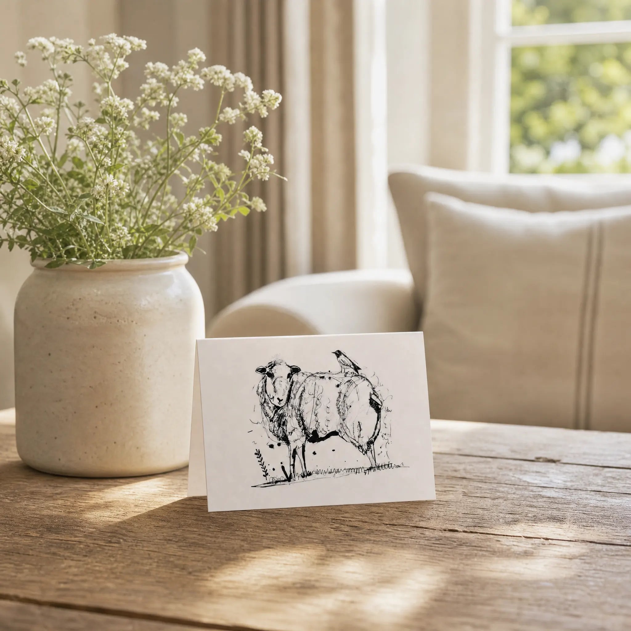 Sam Wilson Sheep & Bird Greetings Card