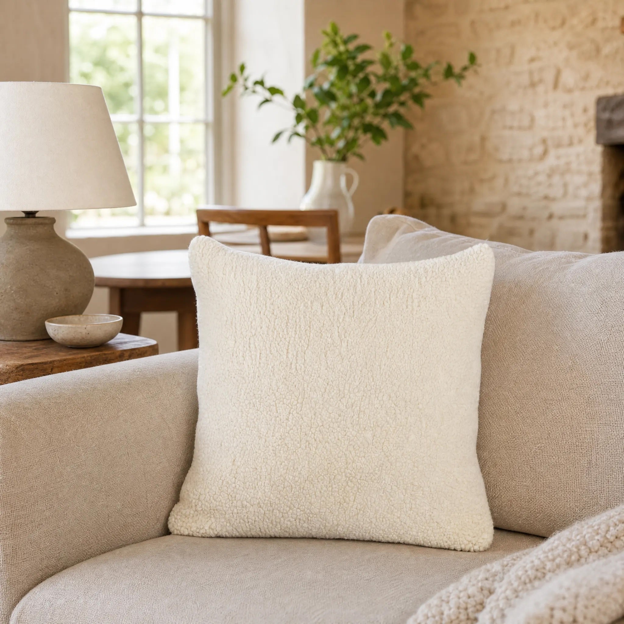 Sherpa Square Cushion - Bone