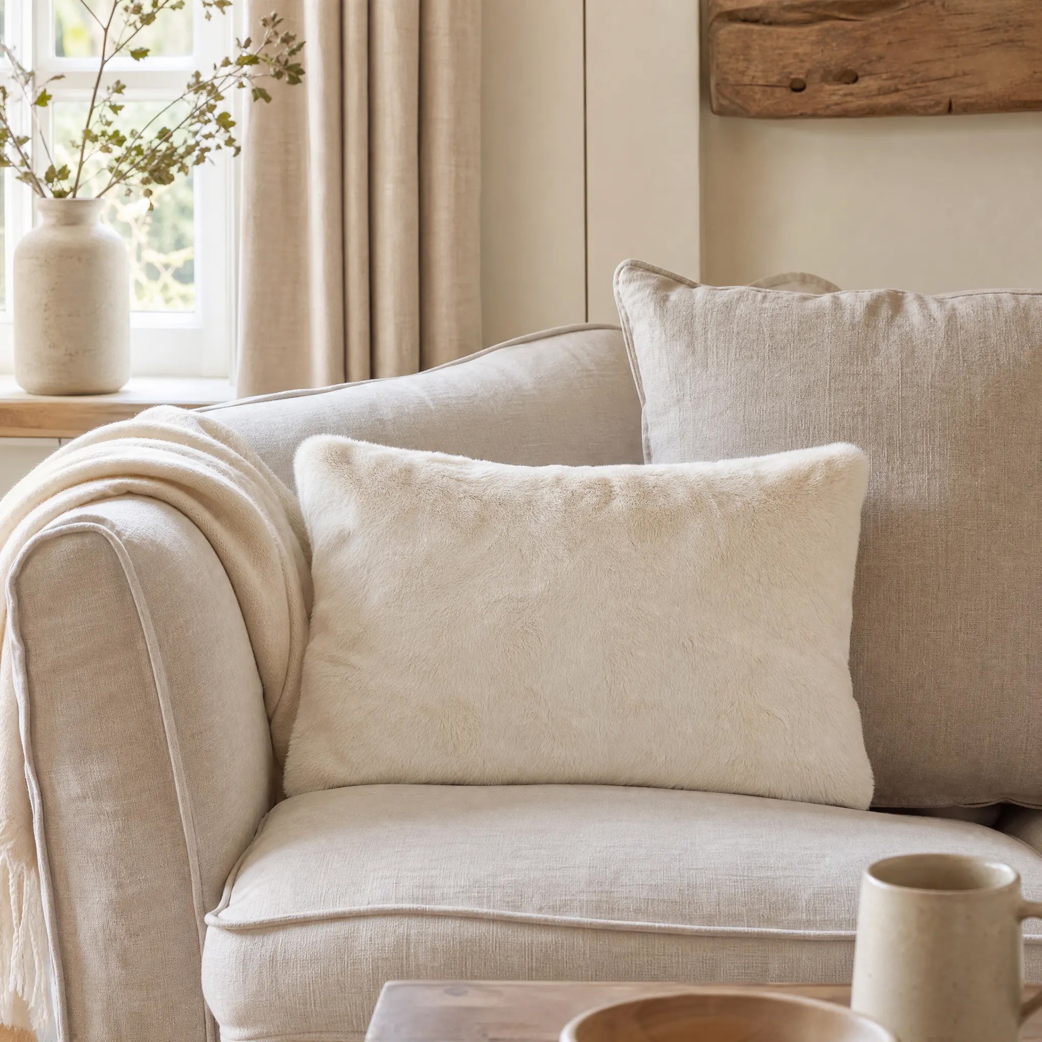 Soft Coat Oblong Fur Cushion