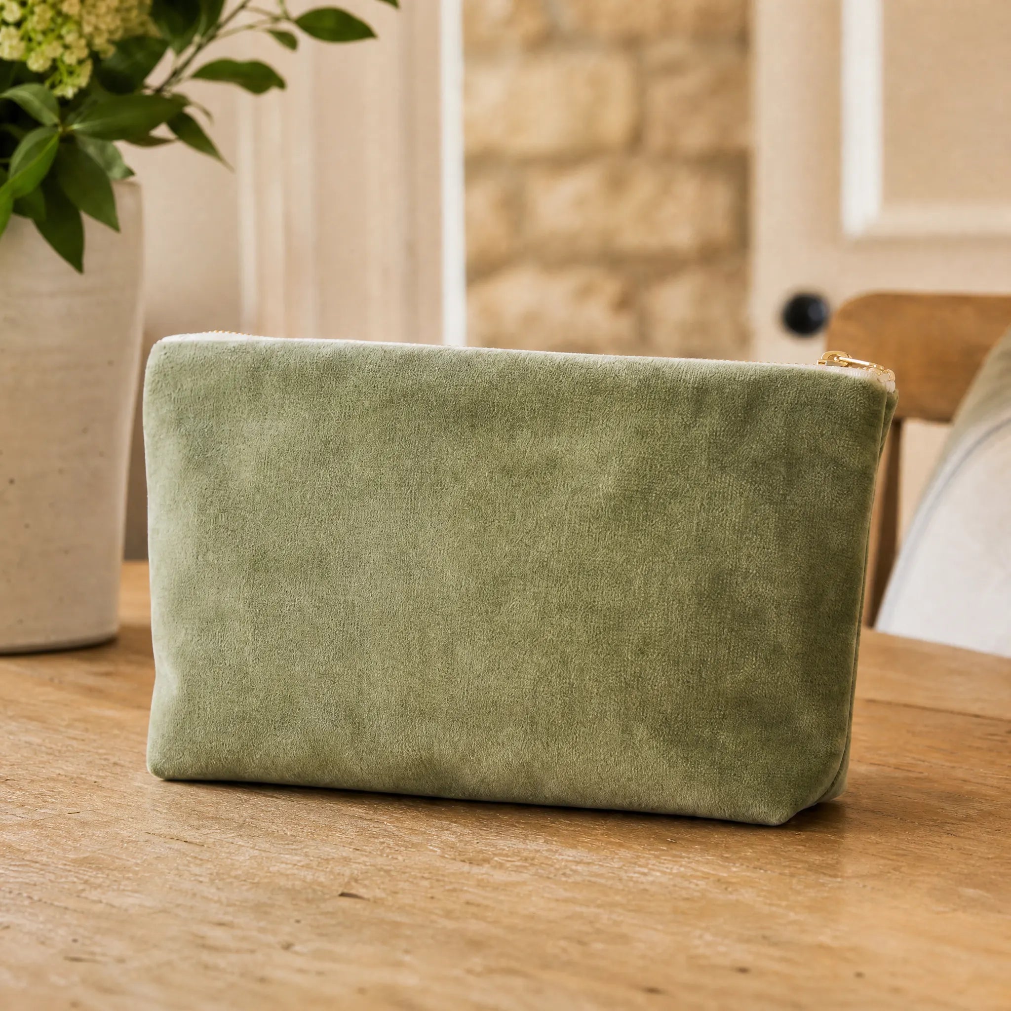 Sam Wilson Soft Green Velvet Washbag