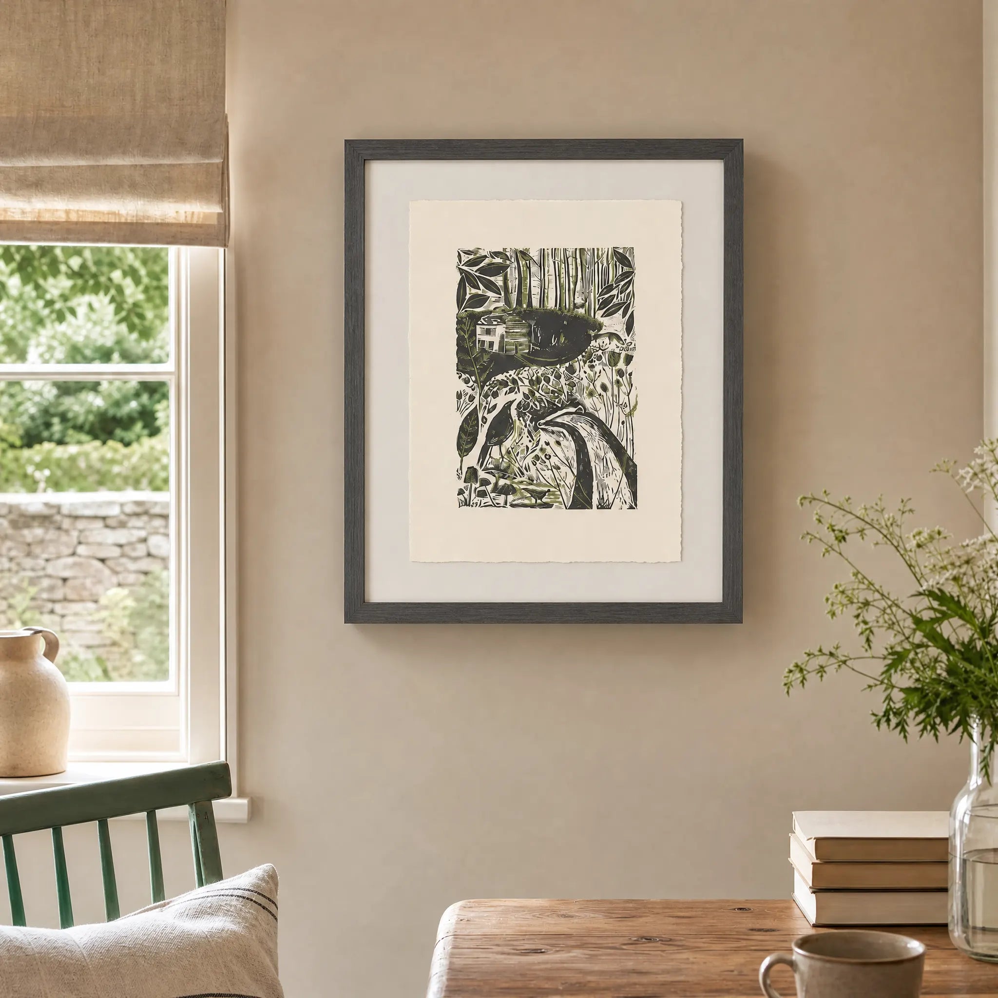 Sam Wilson The Badger and the Crow Print From Linocut