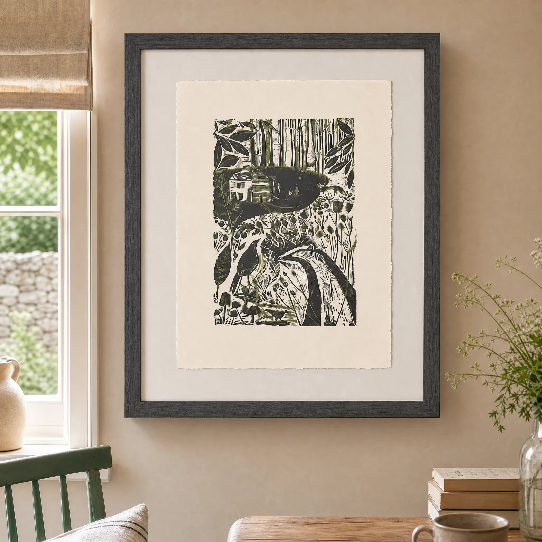 Sam Wilson The Badger and the Crow Print From Linocut