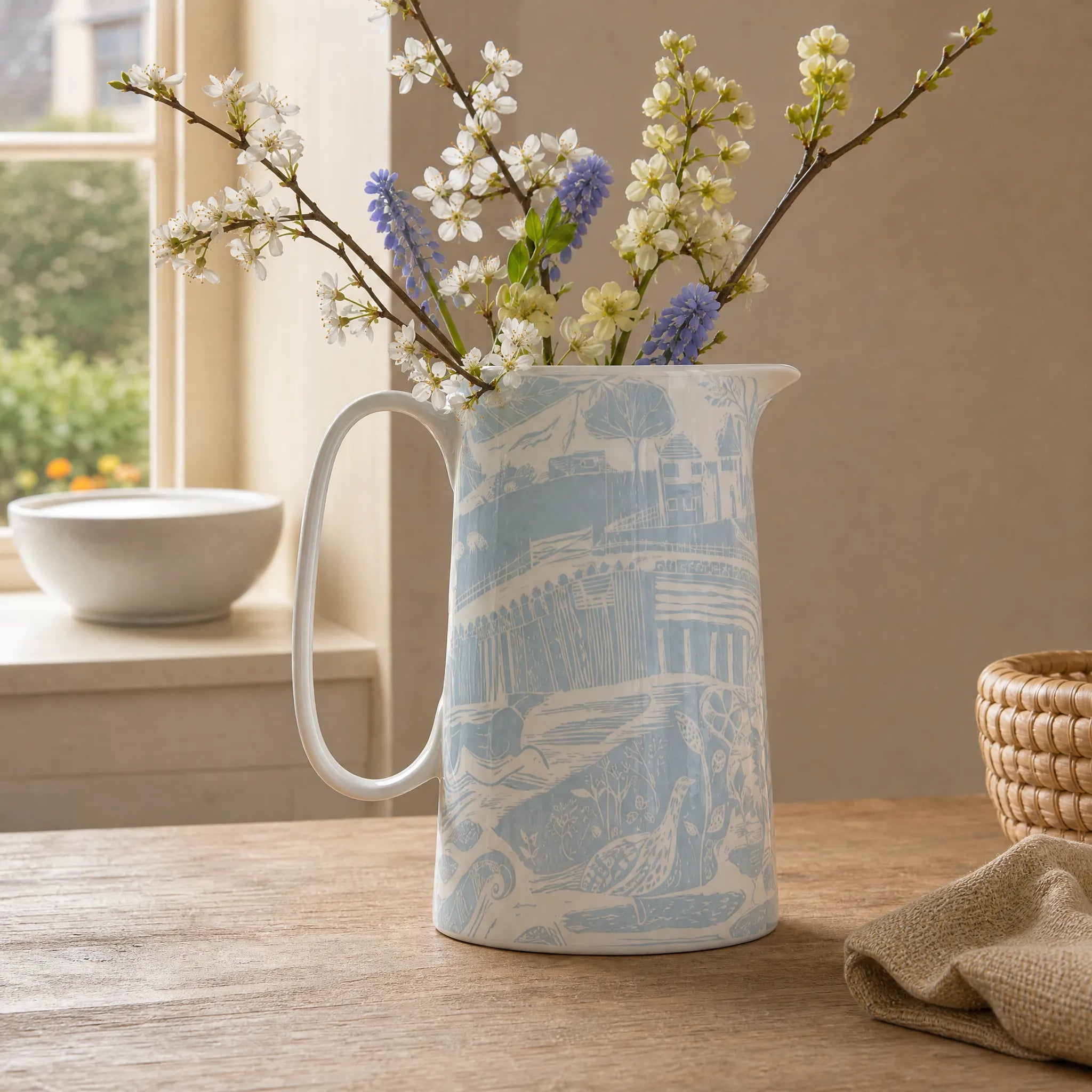 Sam Wilson Through The Fields Duck Egg Blue Jug