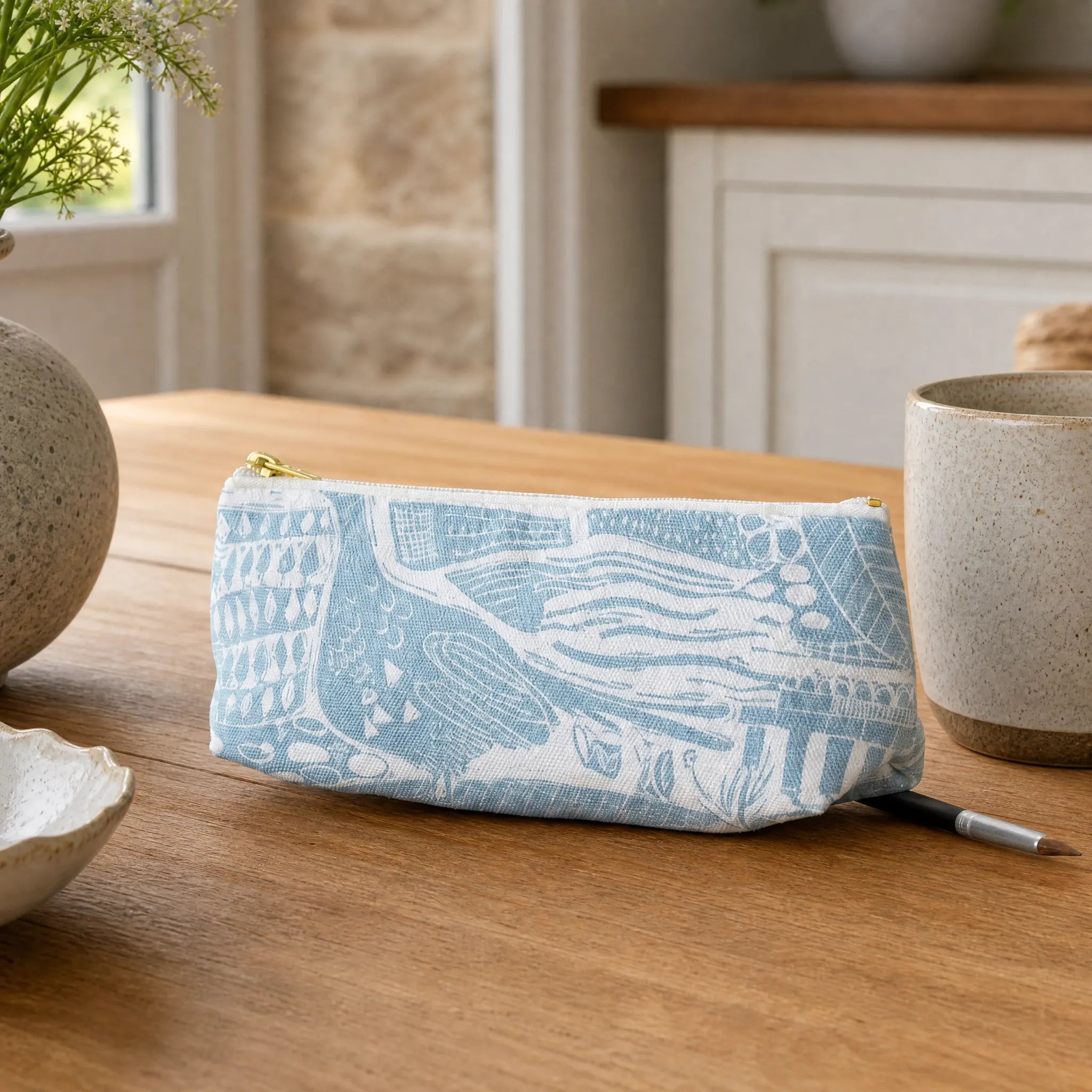 Sam Wilson Through the Fields Duck Egg Blue Pencil Case