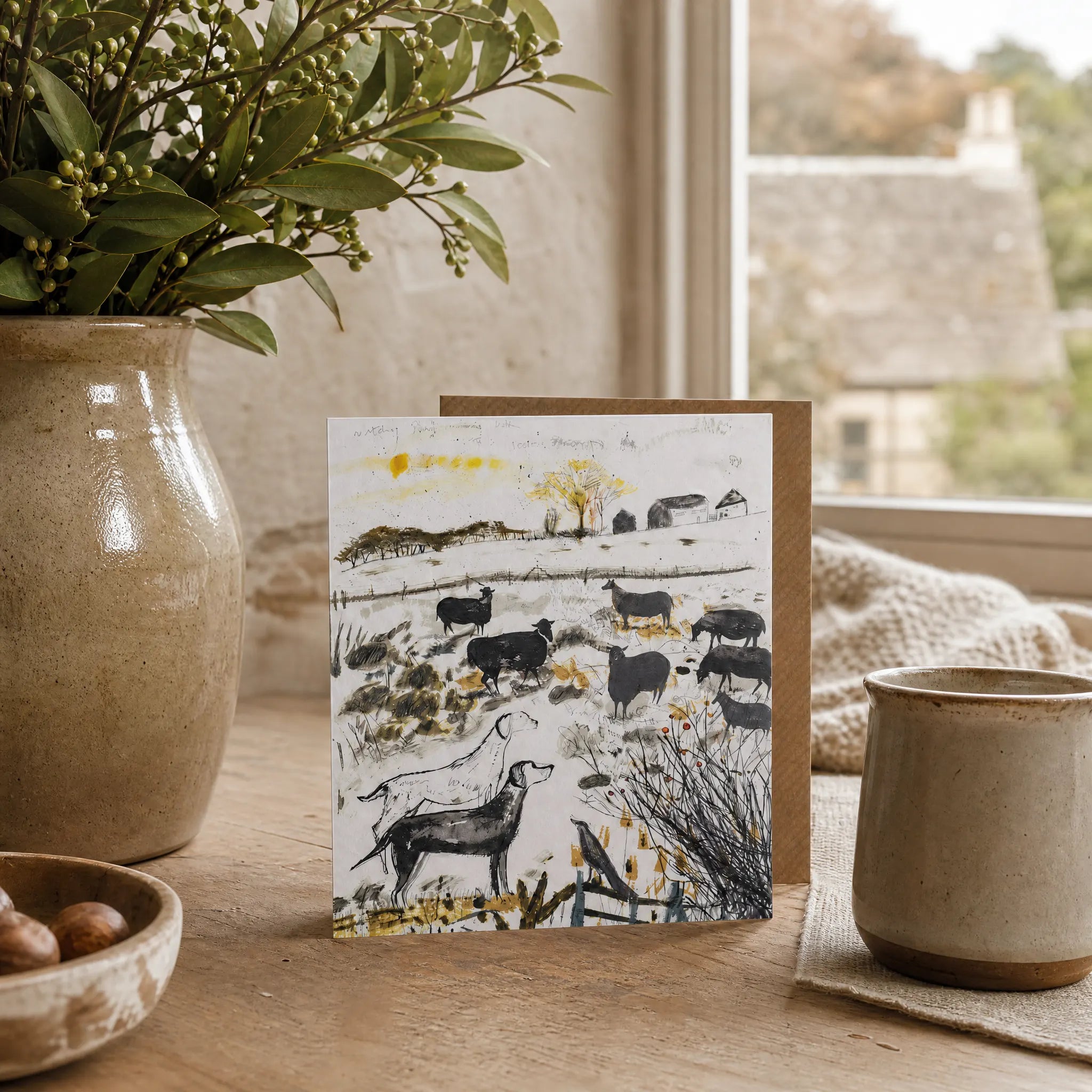 Sam Wilson Watching Sheep Greetings Card