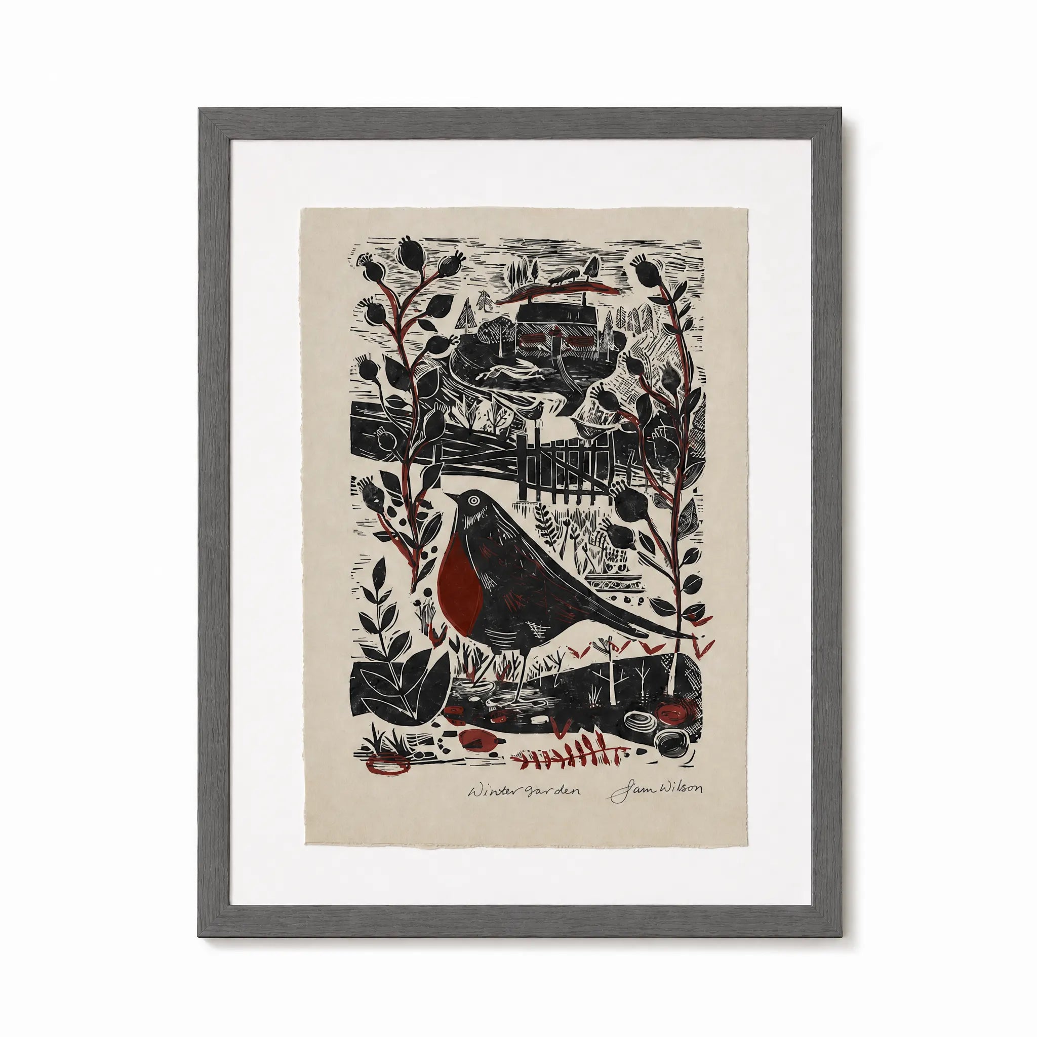 Sam Wilson Winter Garden Bird Print