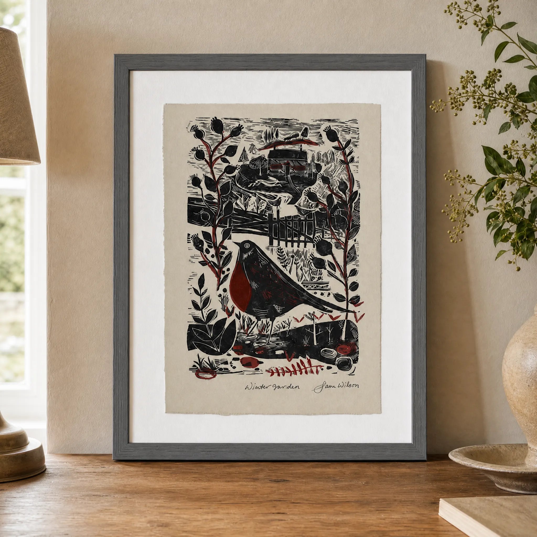 Sam Wilson Winter Garden Bird Print