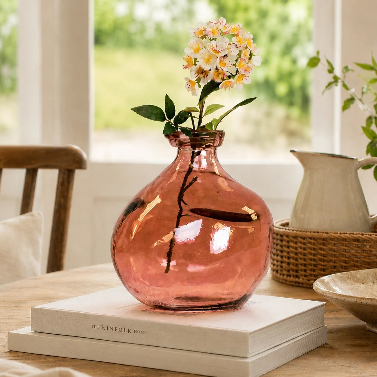 Recycled Glass Round Vase - Pink