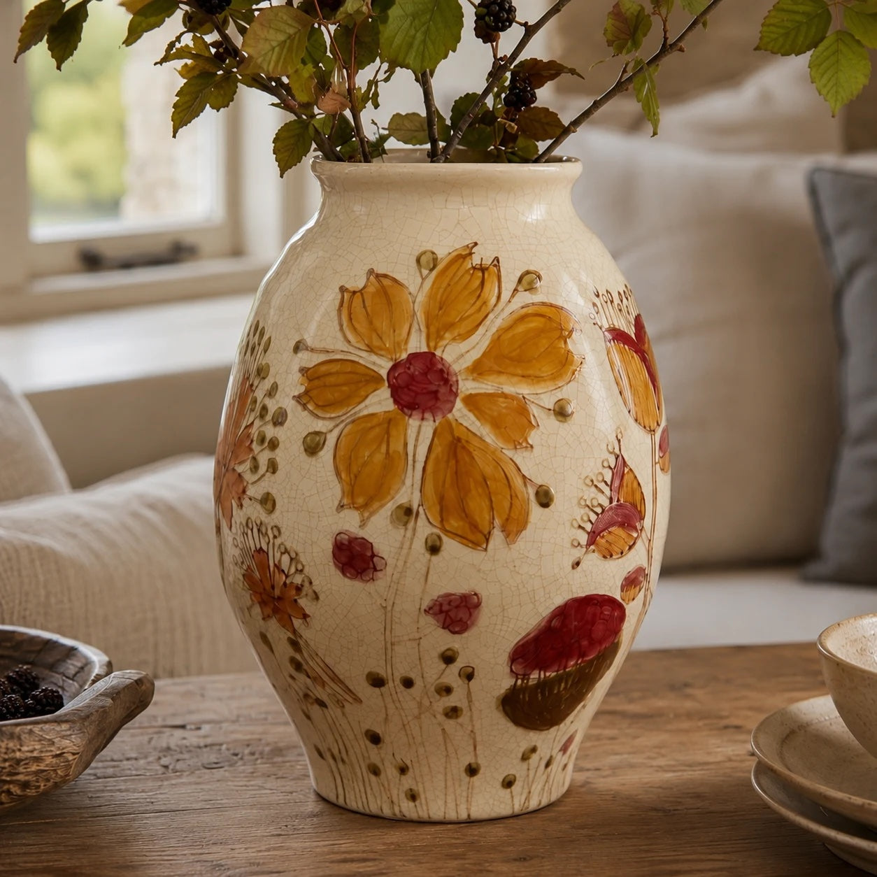 Large Floral Motif Vase