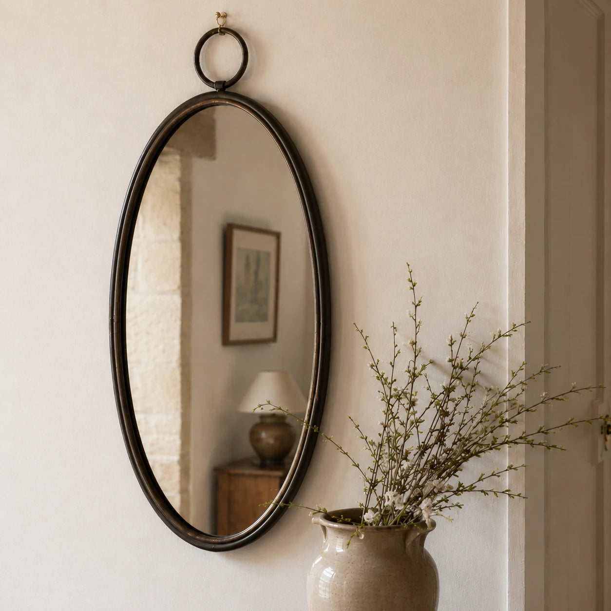 Oval Mirror with Large Hoop