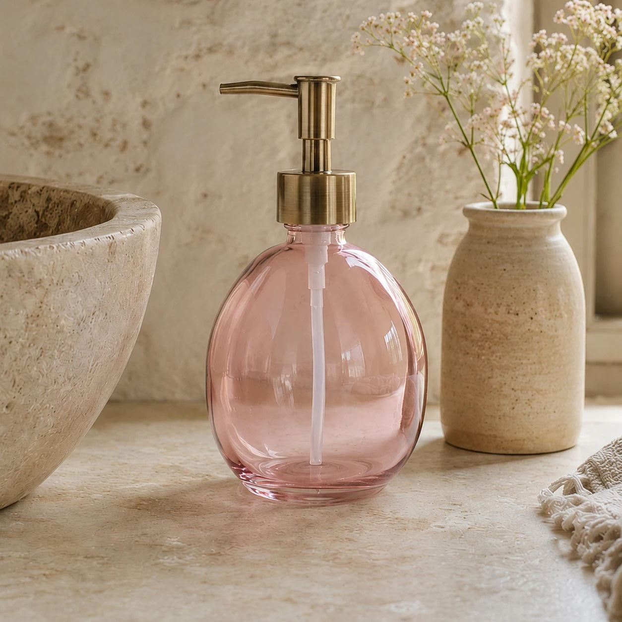 Recycled Glass Soap Dispenser - Blush