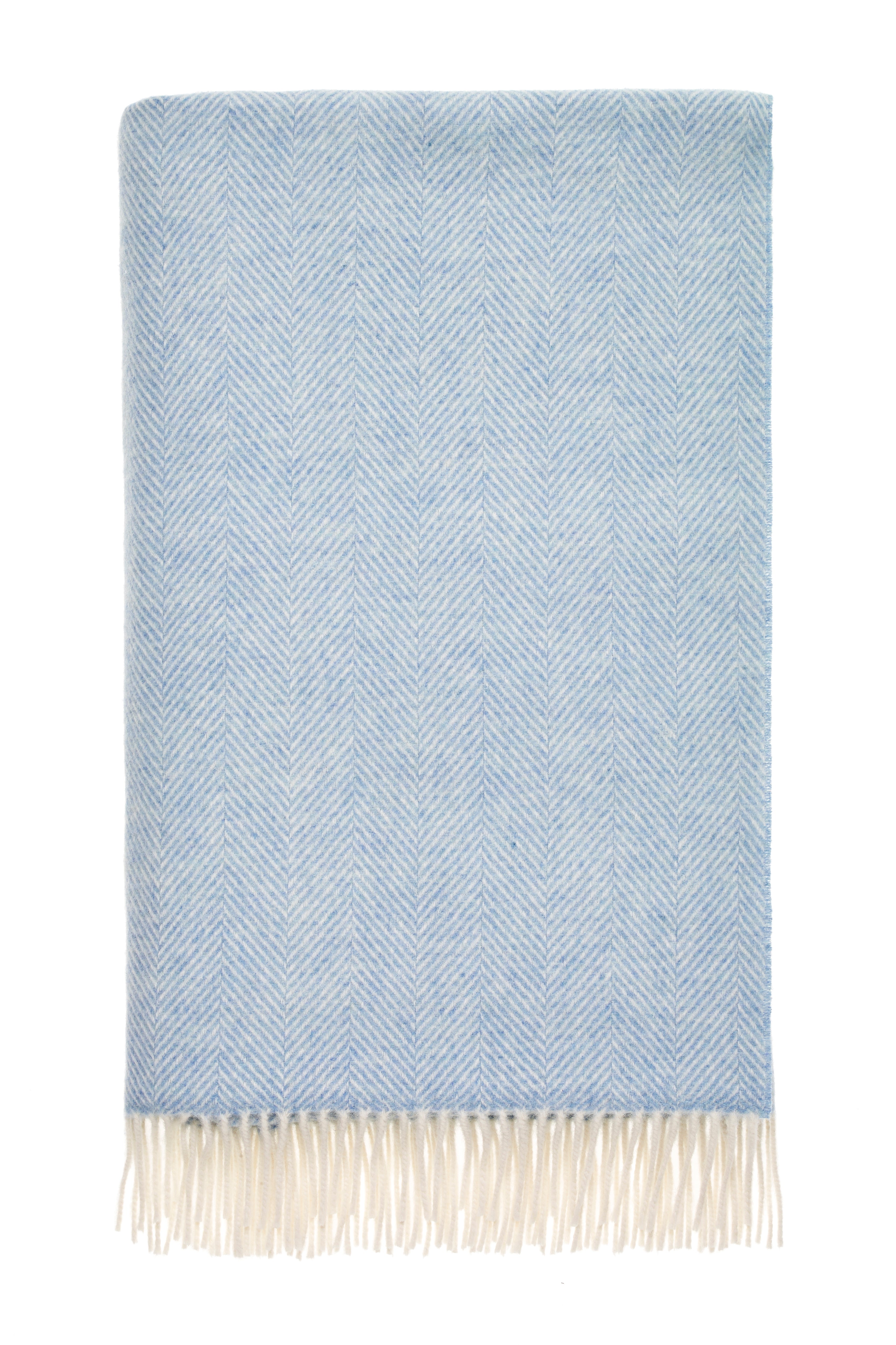 Herringbone Merino Throw - Aqua