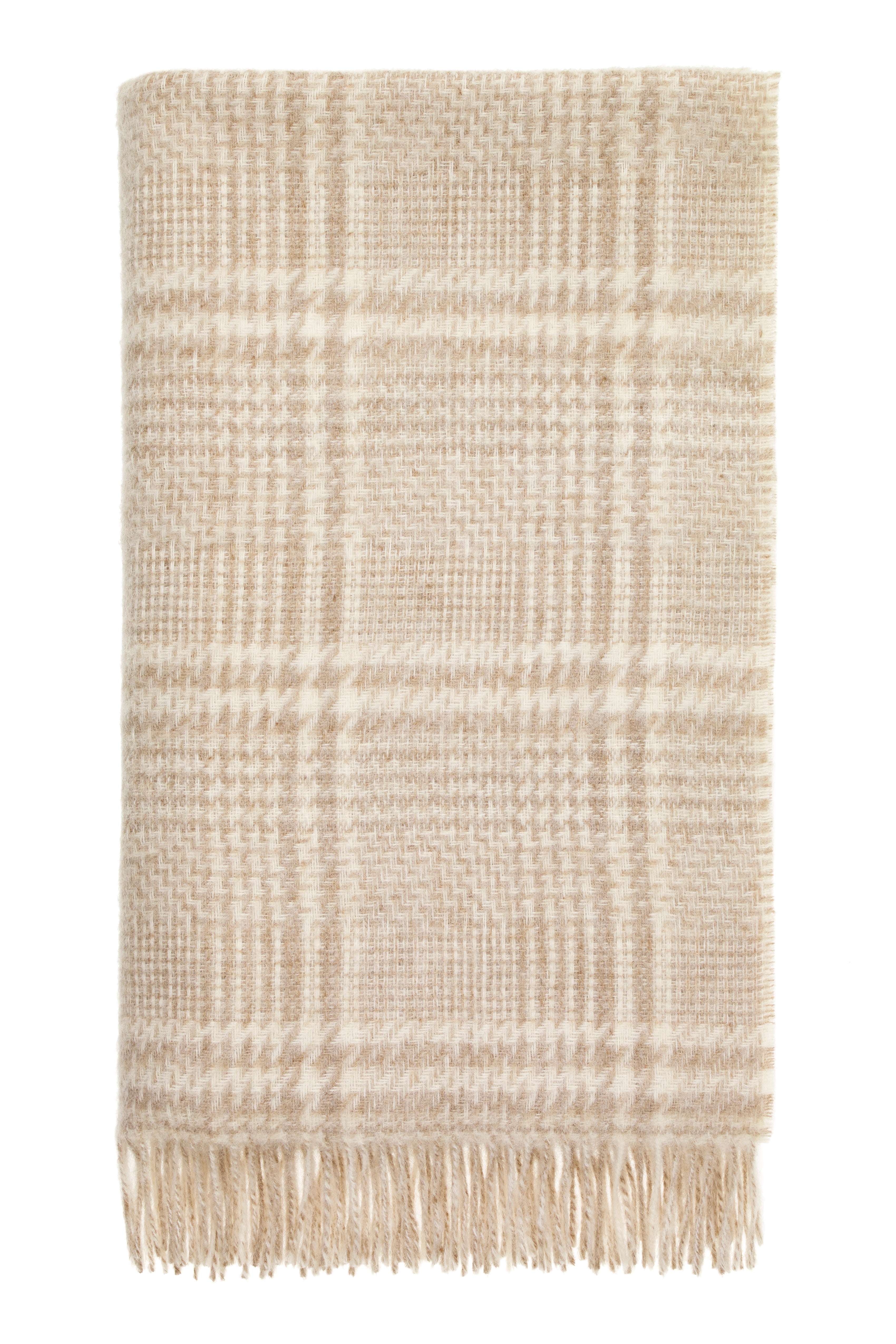 Patchwork Glen Check Throw - Ecru/Natural