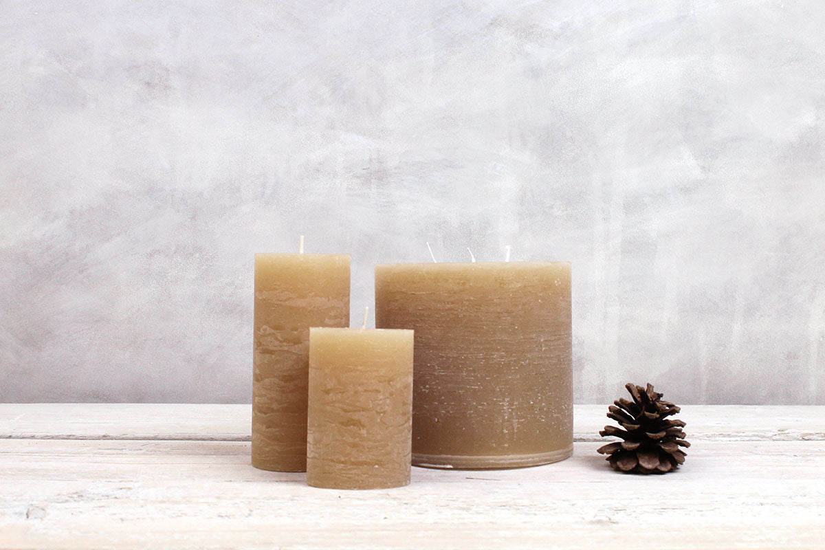 3 Wick Rustic Pillar Candle - Honey